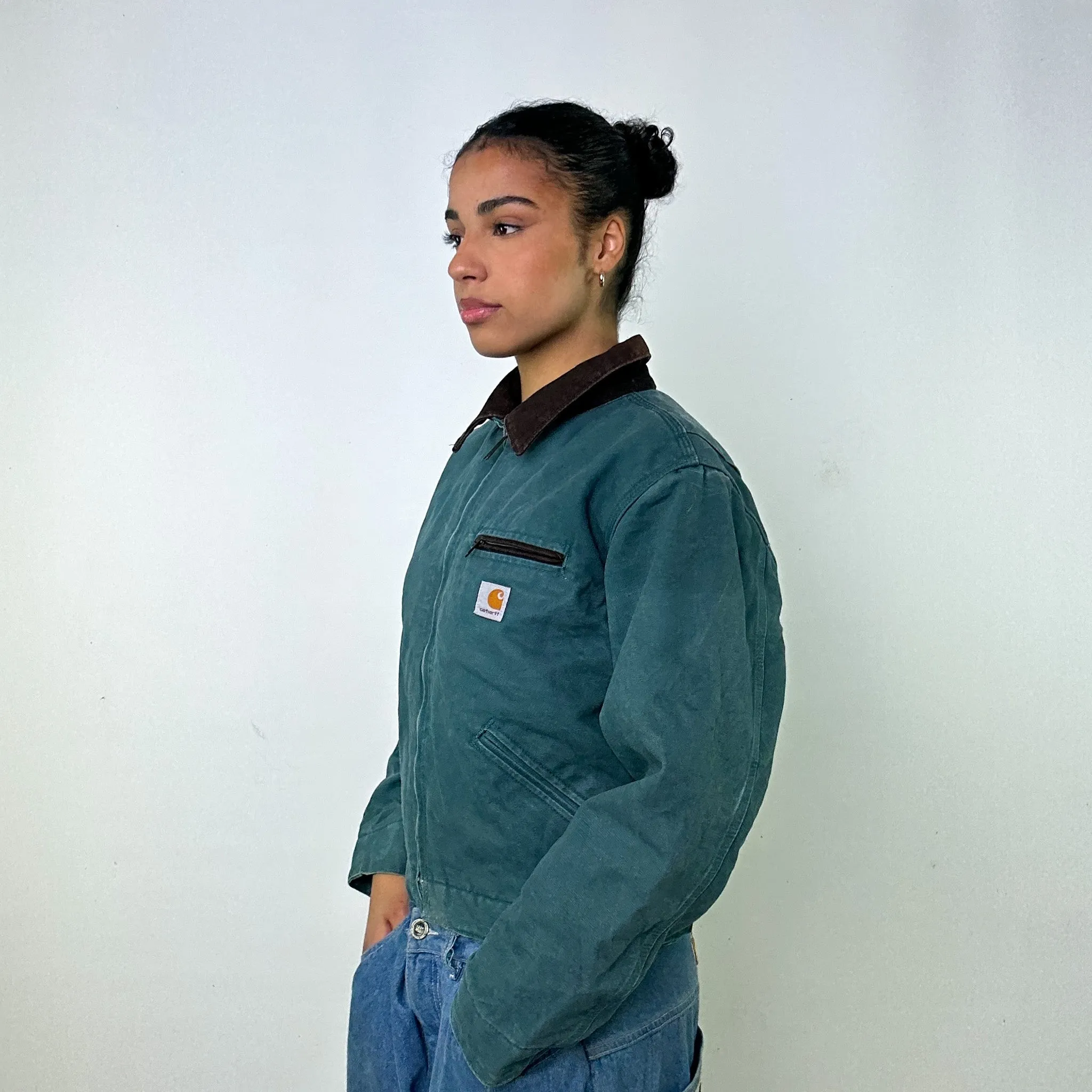 Green Vintage Carhartt Detroit Workwear Jacket Coat (S)