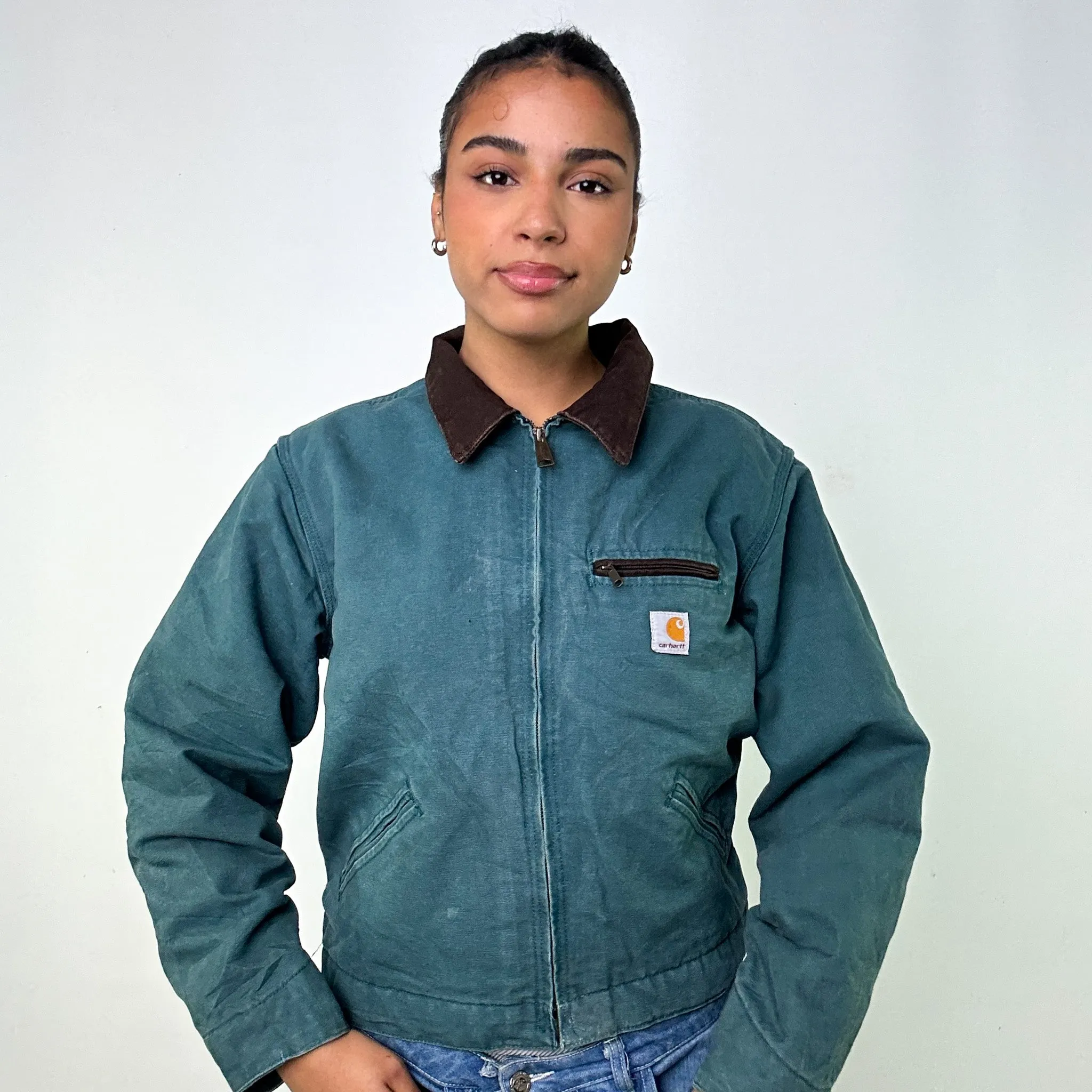 Green Vintage Carhartt Detroit Workwear Jacket Coat (S)