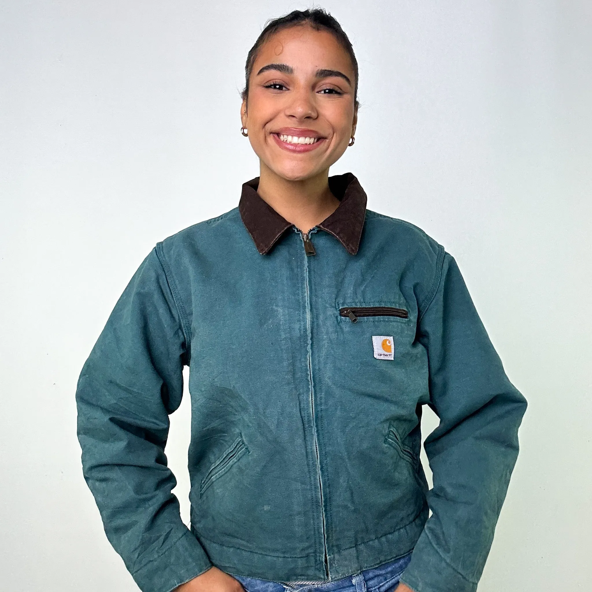 Green Vintage Carhartt Detroit Workwear Jacket Coat (S)