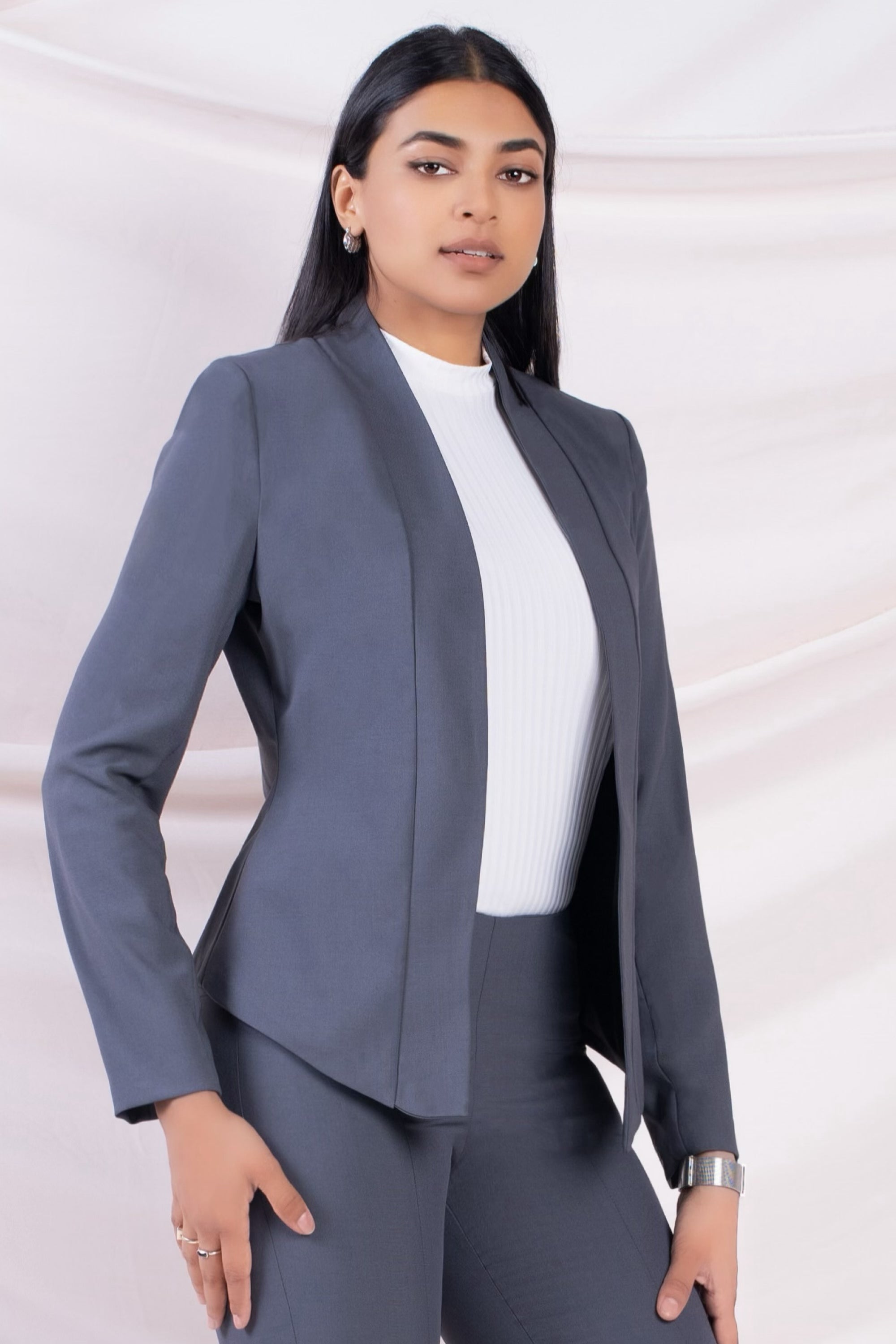 Grey Open Blazer