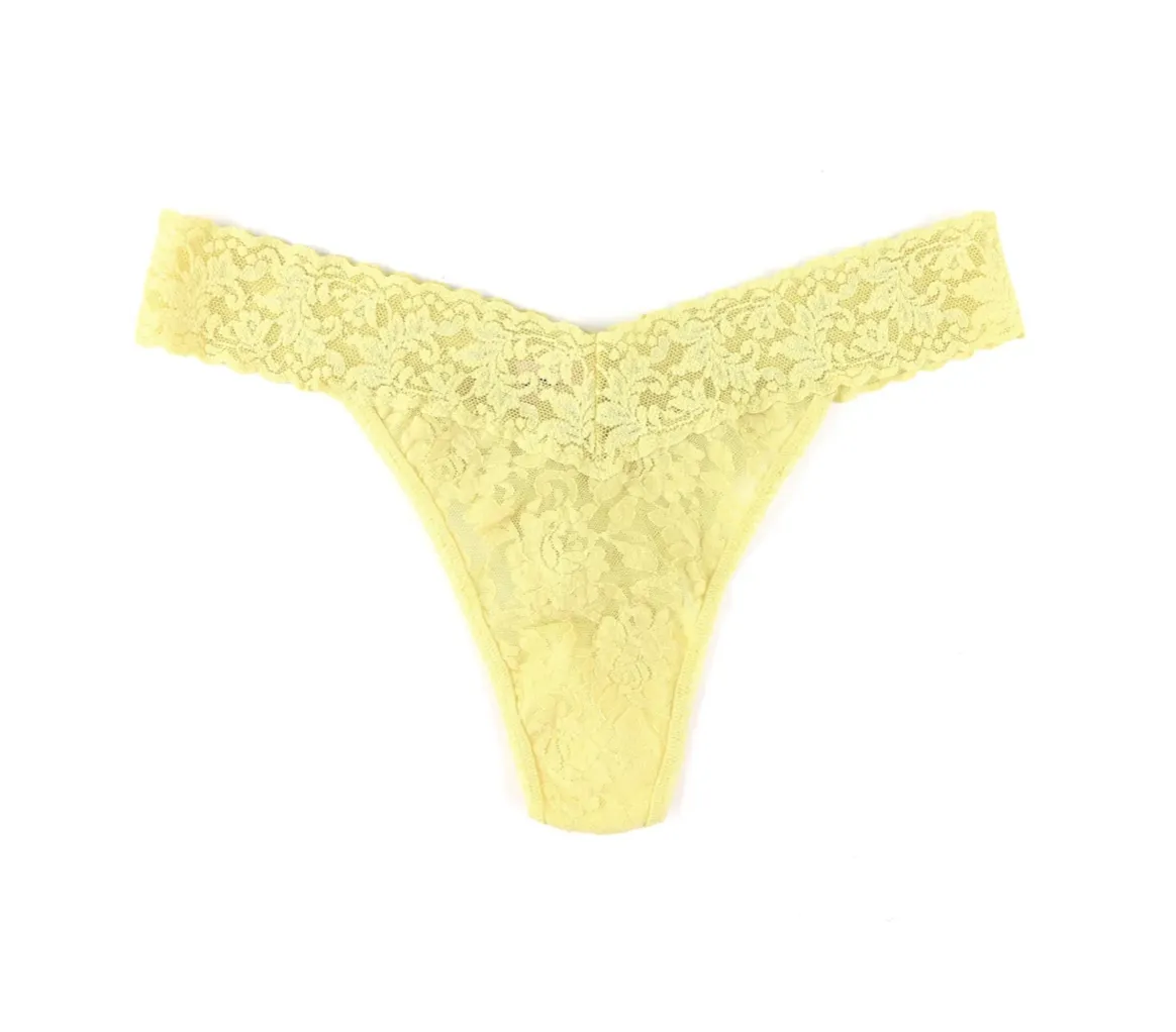 HANKY PANKY SIGNATURE LACE ORIGINAL RISE THONG SMILE MORE YELLOW