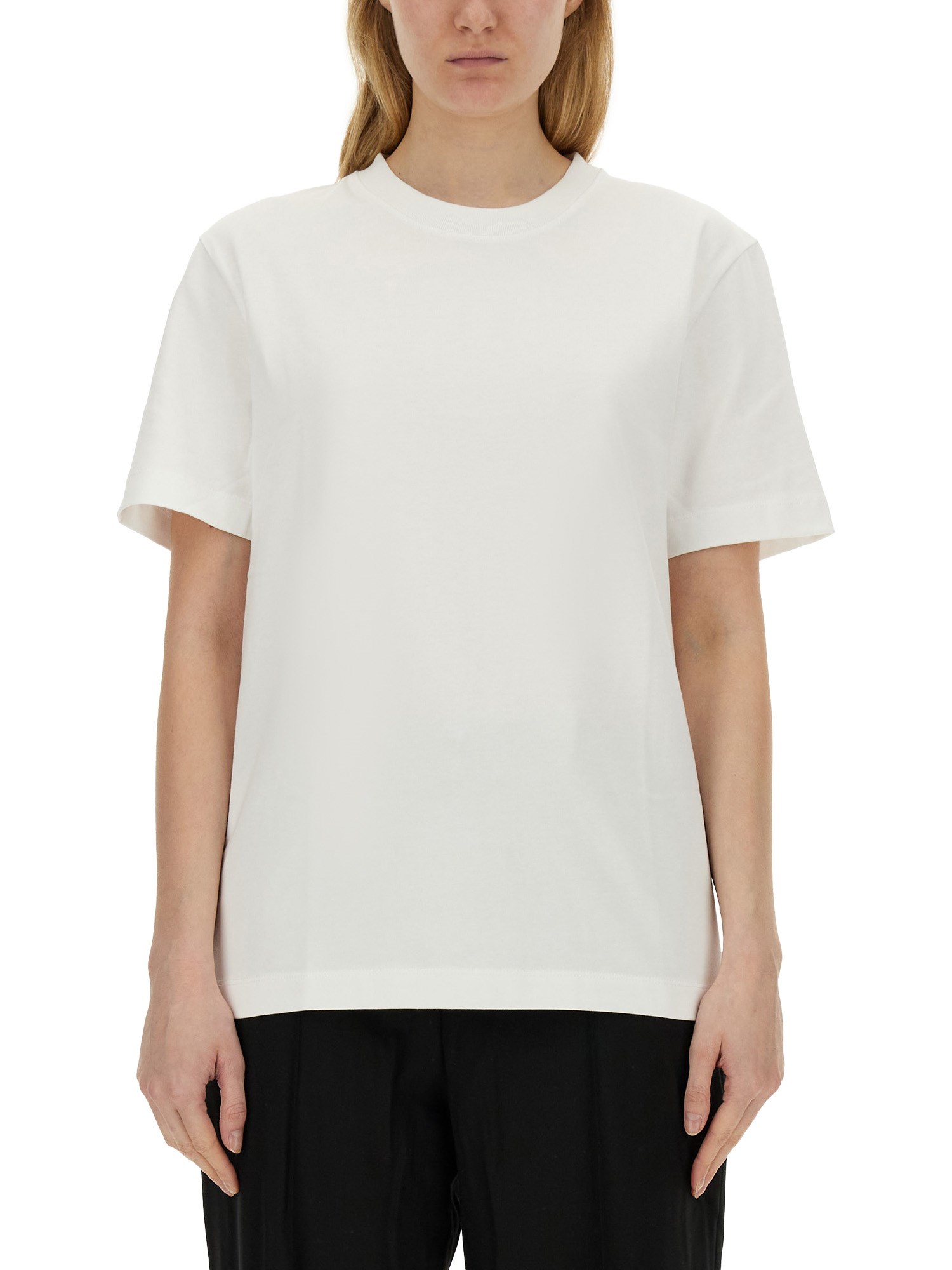 HELMUT LANG    COTTON JERSEY T-SHIRT WITH LOGO PRINT