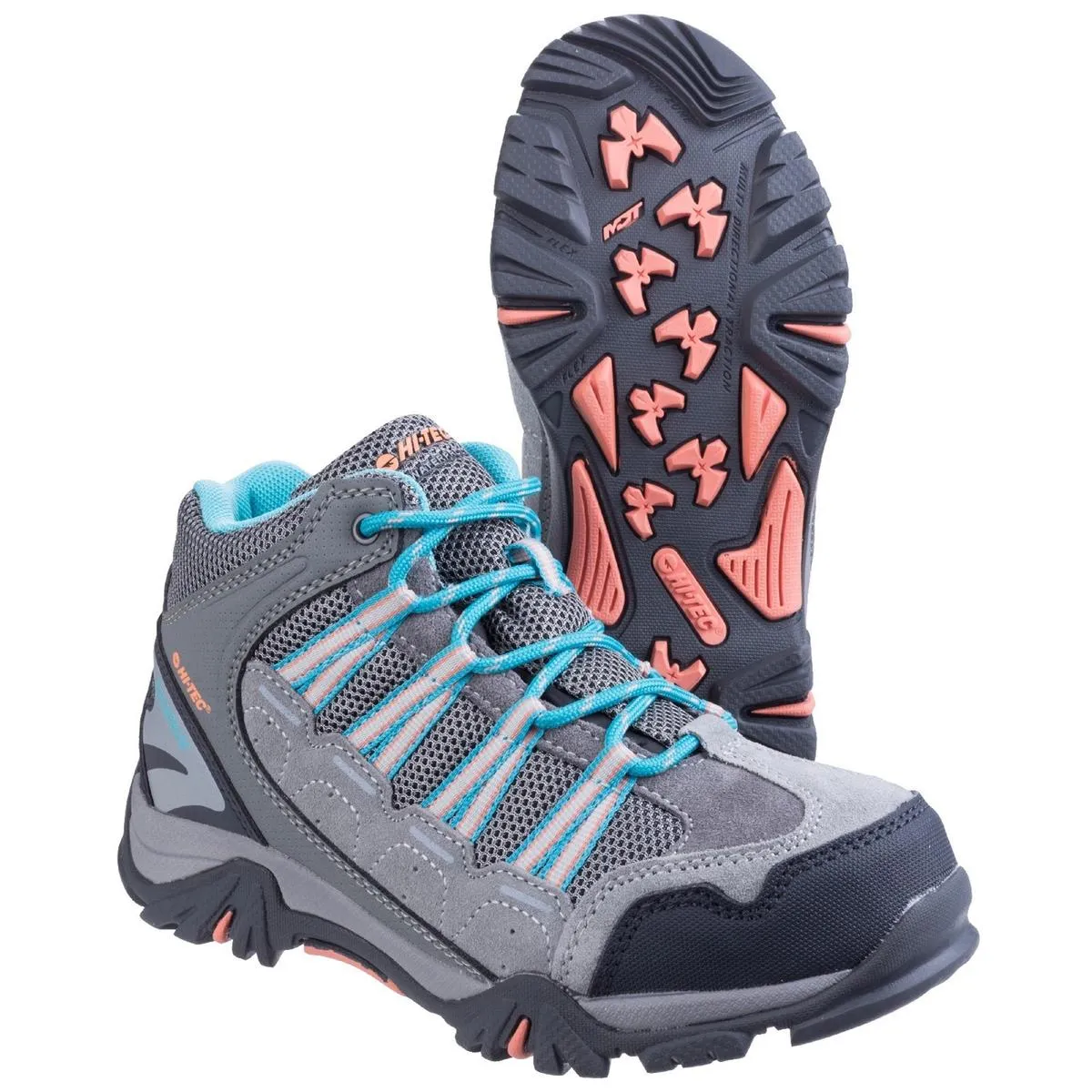 Hi-Tec Forza Mid Waterproof Boot Cool Grey/Blue/Papaya Punch