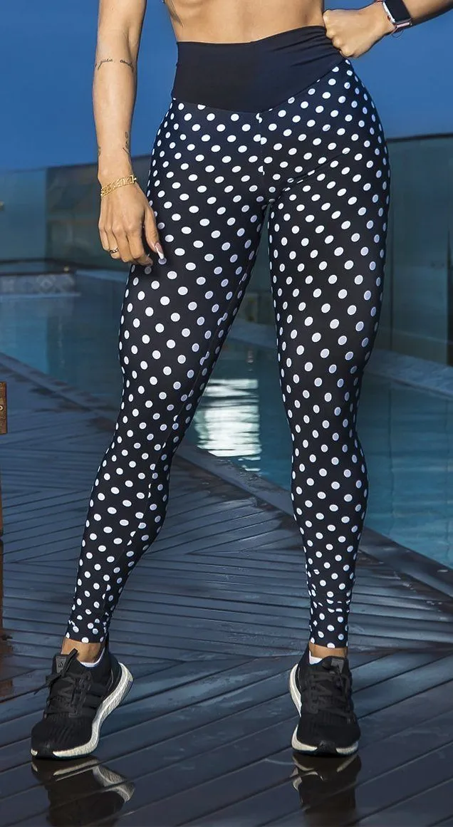 High Waist Scrunch Booty Legging - Polka Dots Obsession