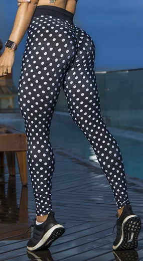 High Waist Scrunch Booty Legging - Polka Dots Obsession