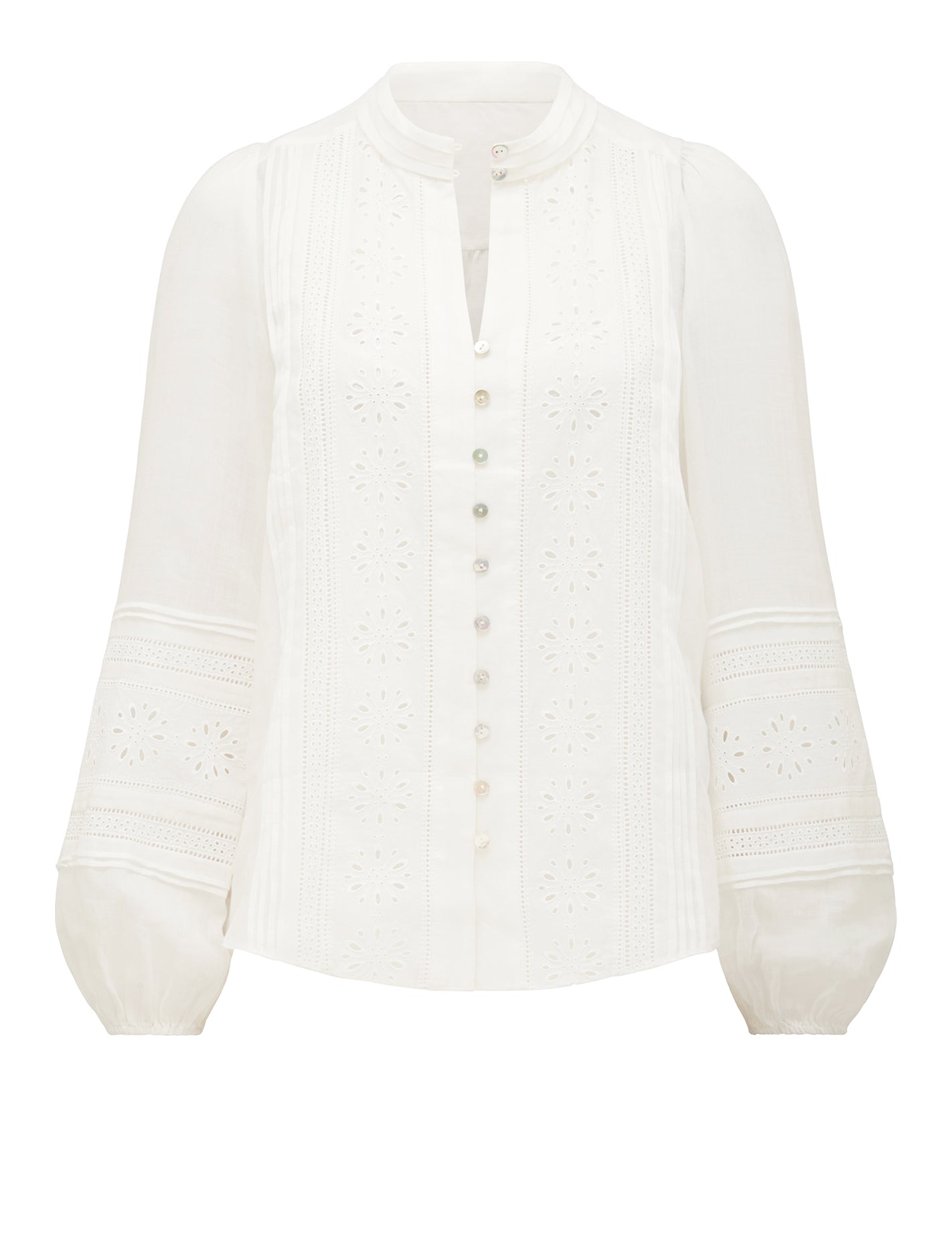 Inez Keyhole Trim Spliced Blouse