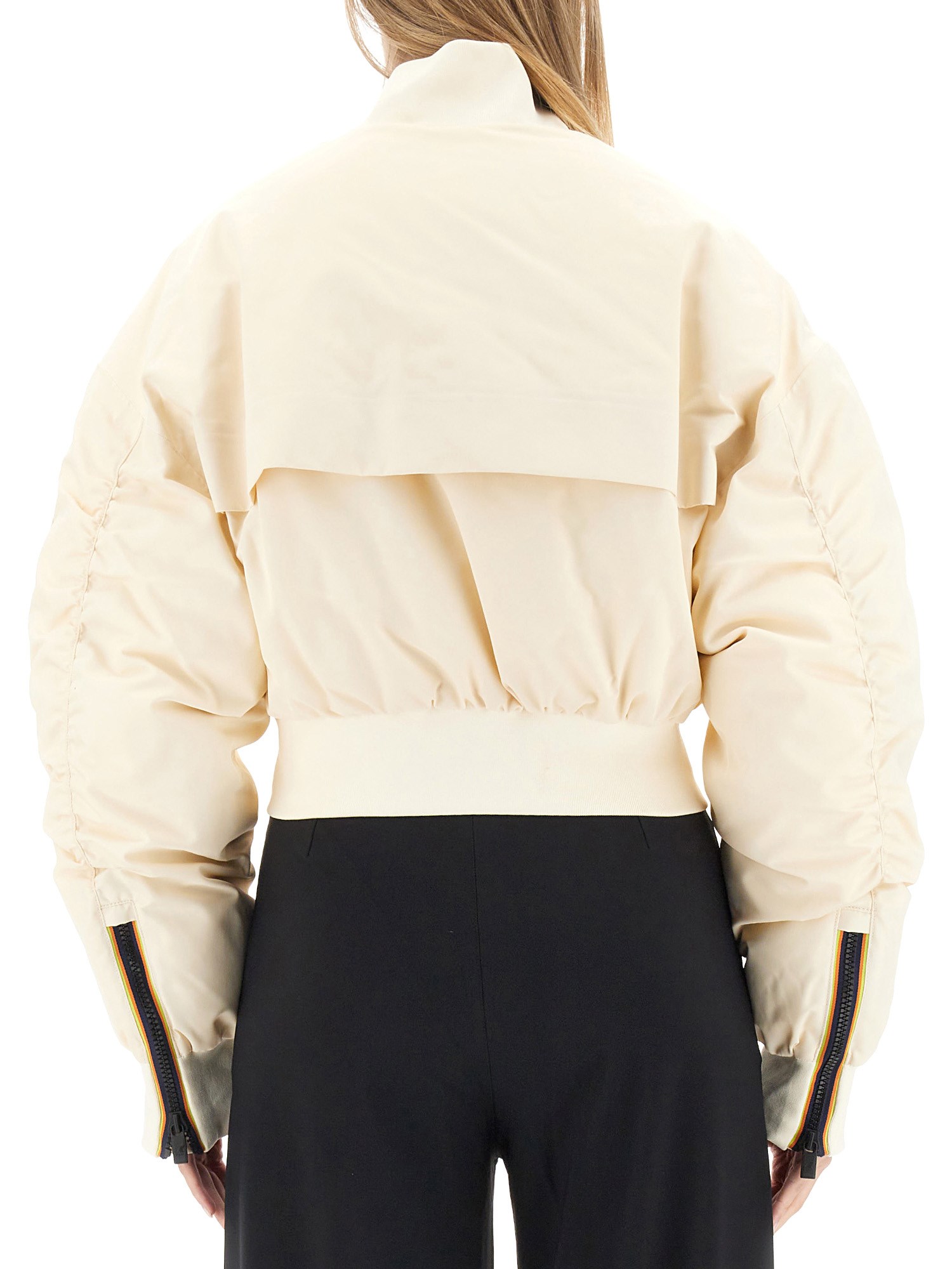 K-WAY    SATIN FABRIC LONCROP JACKET