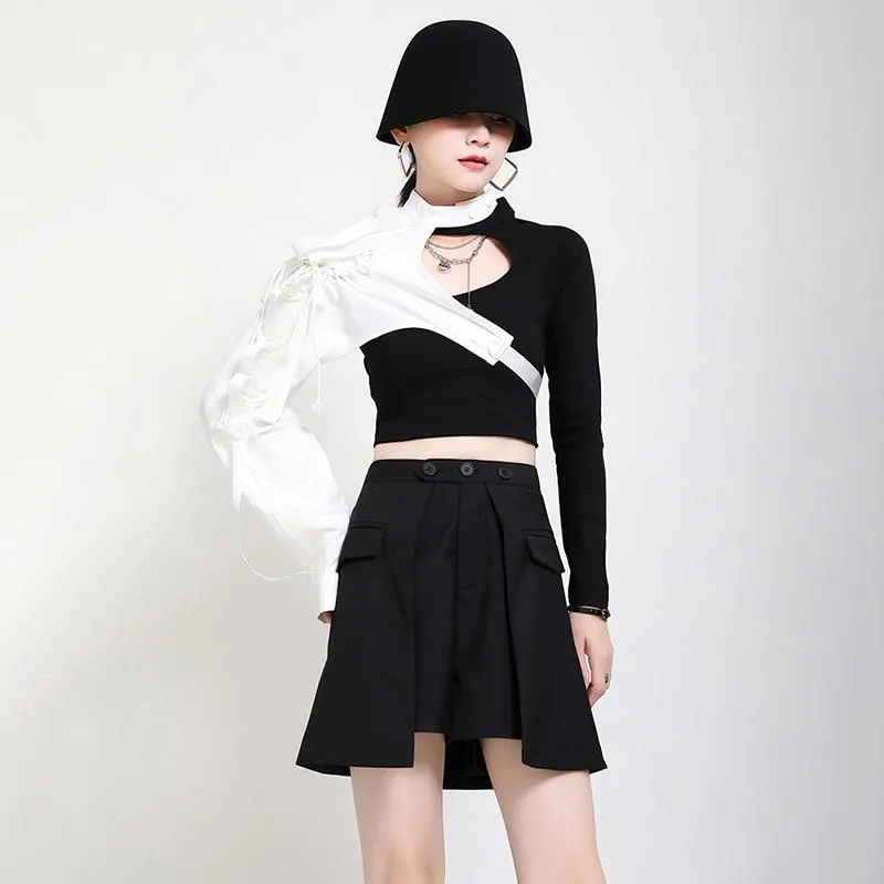 Kazuko Irregular Wide Leg Shorts