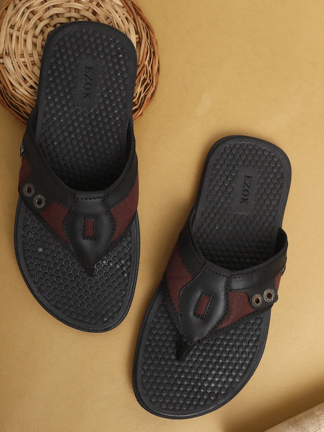 Leather flipflops for men (black)