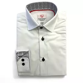 Leo & Zachary Boys White/Black Stitch Non-Iron Dress Shirt_ P5531