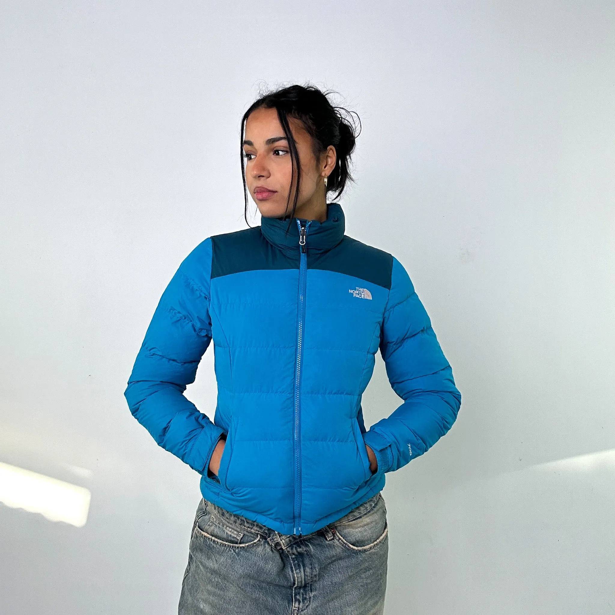 Light Blue 90s The North Face 700 Series Puffer Jacket Coat (XS)