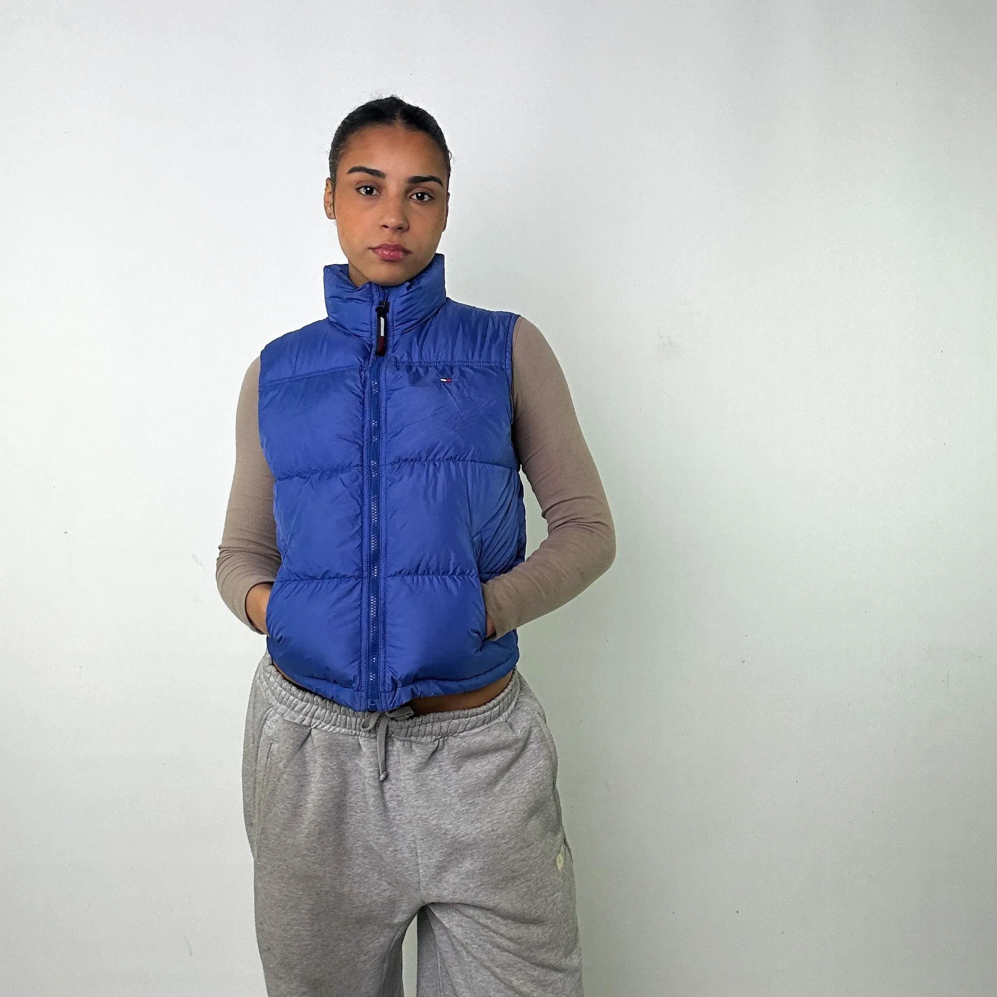 Light Blue y2ks Tommy Hilfiger Puffer Jacket Coat Gilet (S)