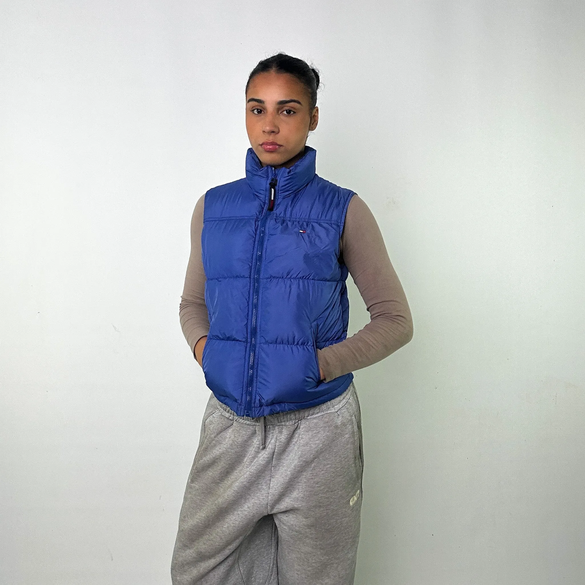 Light Blue y2ks Tommy Hilfiger Puffer Jacket Coat Gilet (S)