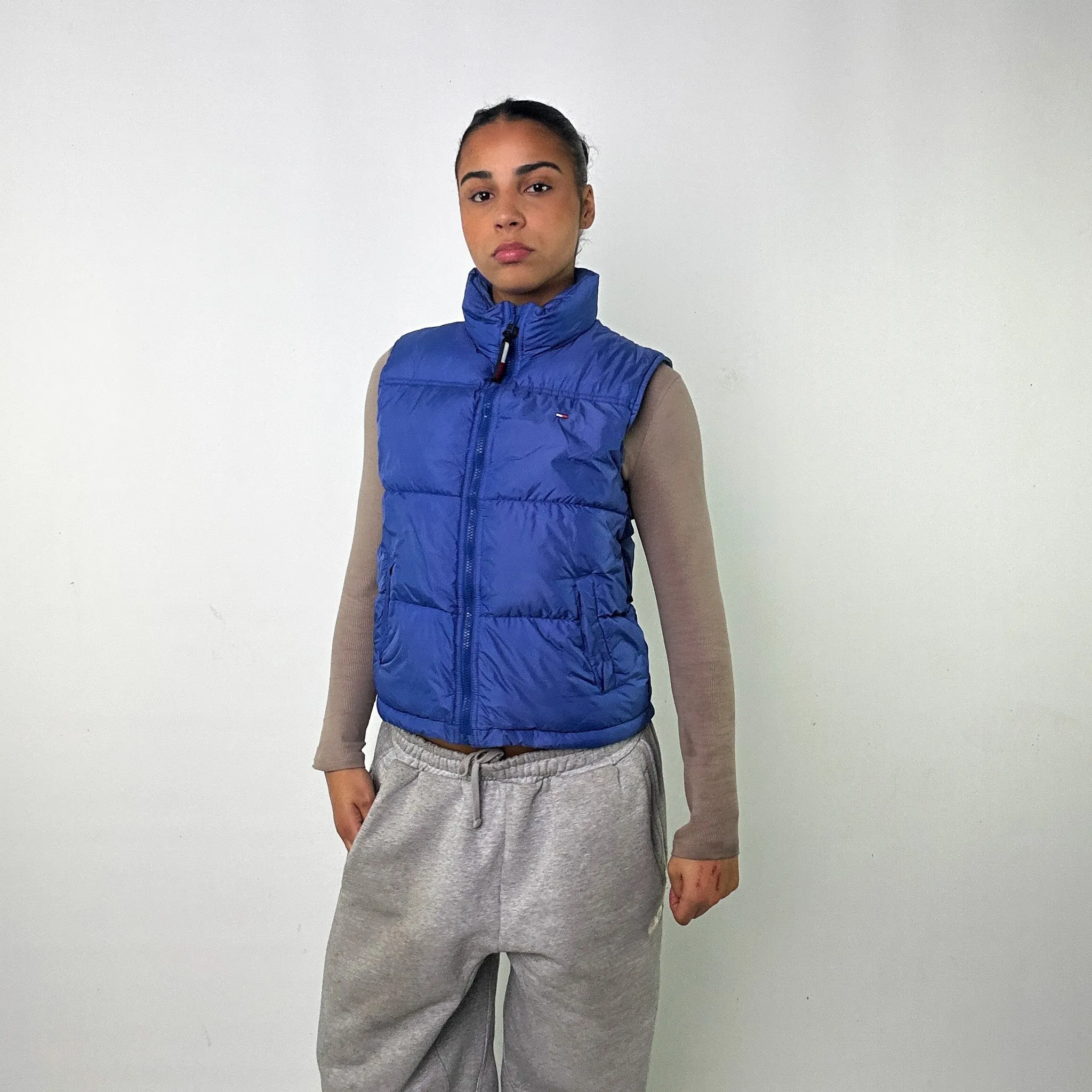 Light Blue y2ks Tommy Hilfiger Puffer Jacket Coat Gilet (S)