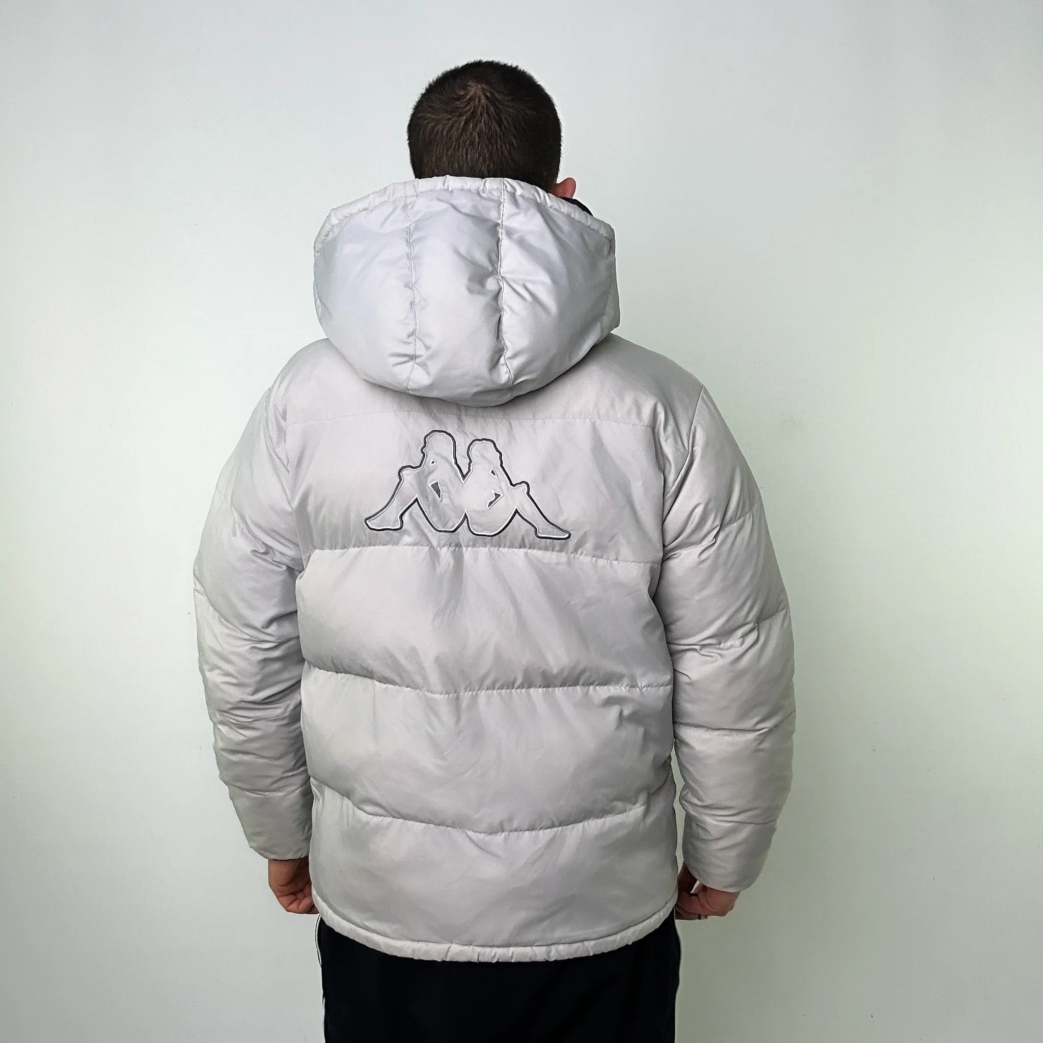 Light Grey 90s Kappa Puffer Jacket Coat (L)