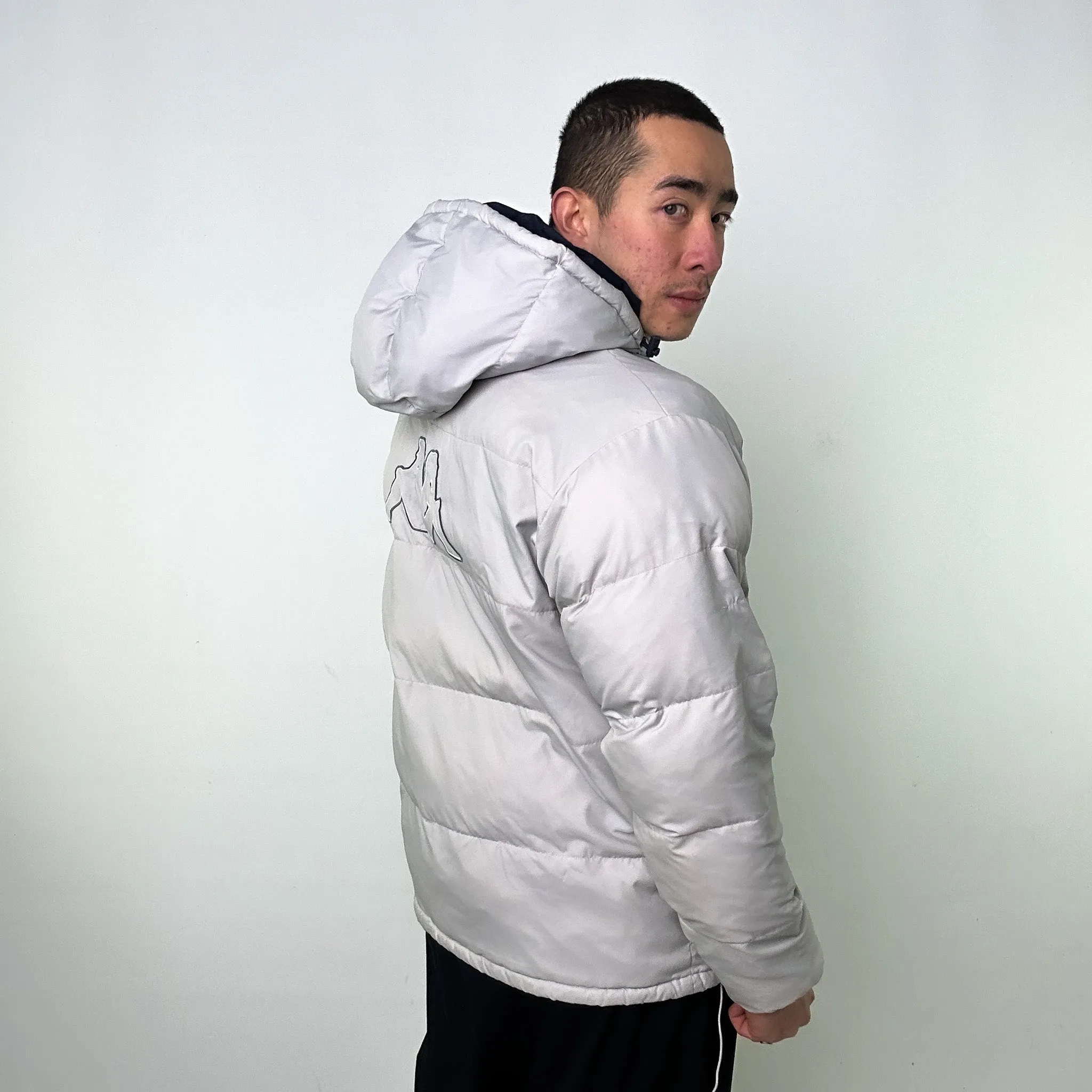 Light Grey 90s Kappa Puffer Jacket Coat (L)