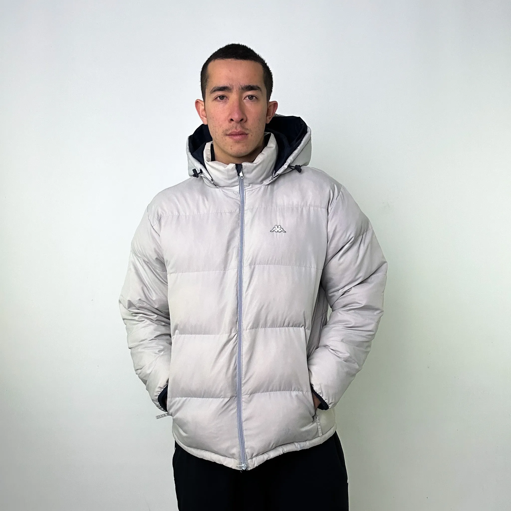 Light Grey 90s Kappa Puffer Jacket Coat (L)