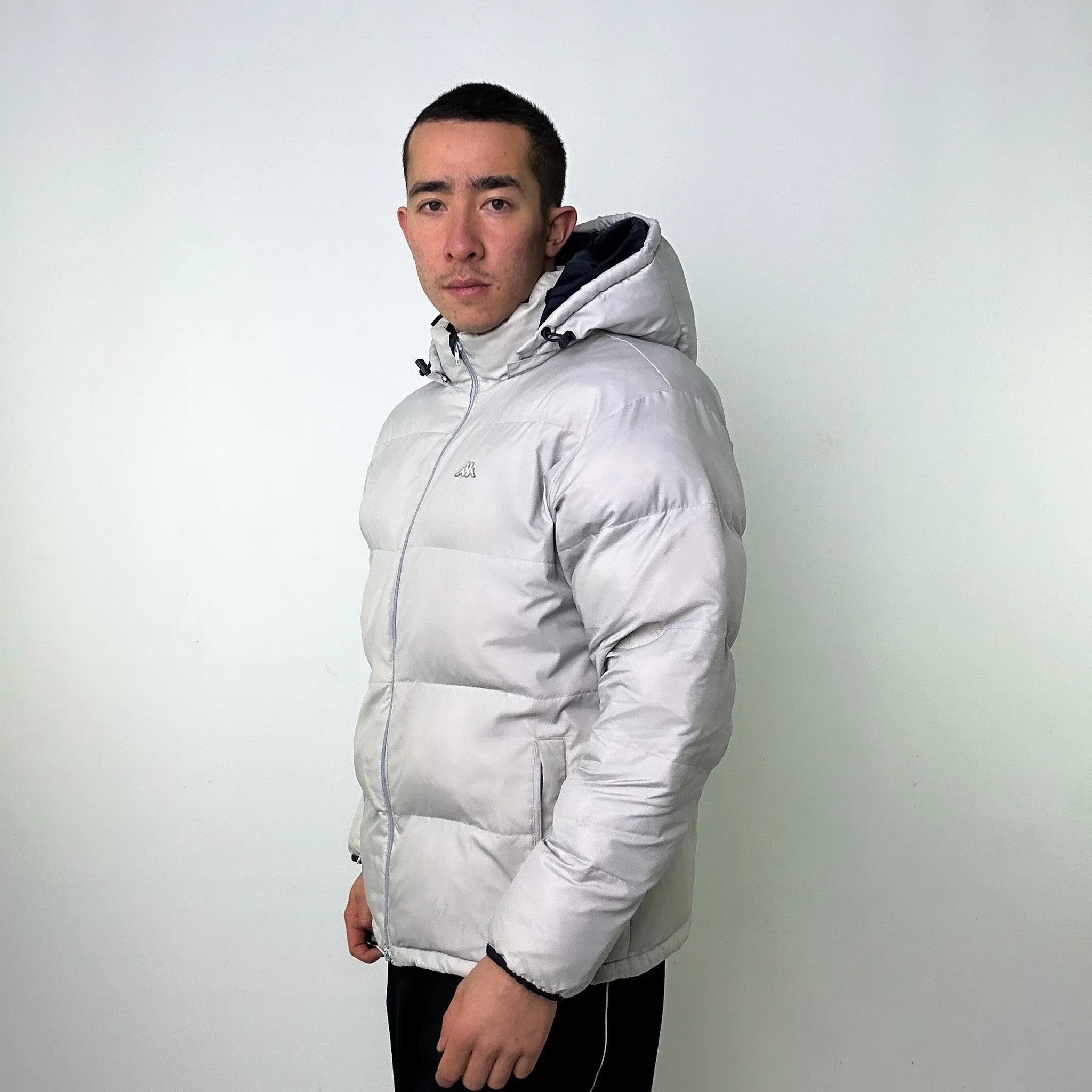 Light Grey 90s Kappa Puffer Jacket Coat (L)