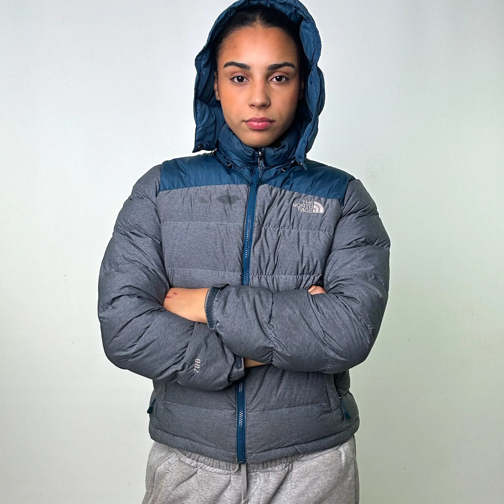 Light Grey 90s The North Face 700 Series Puffer Jacket Coat (L)