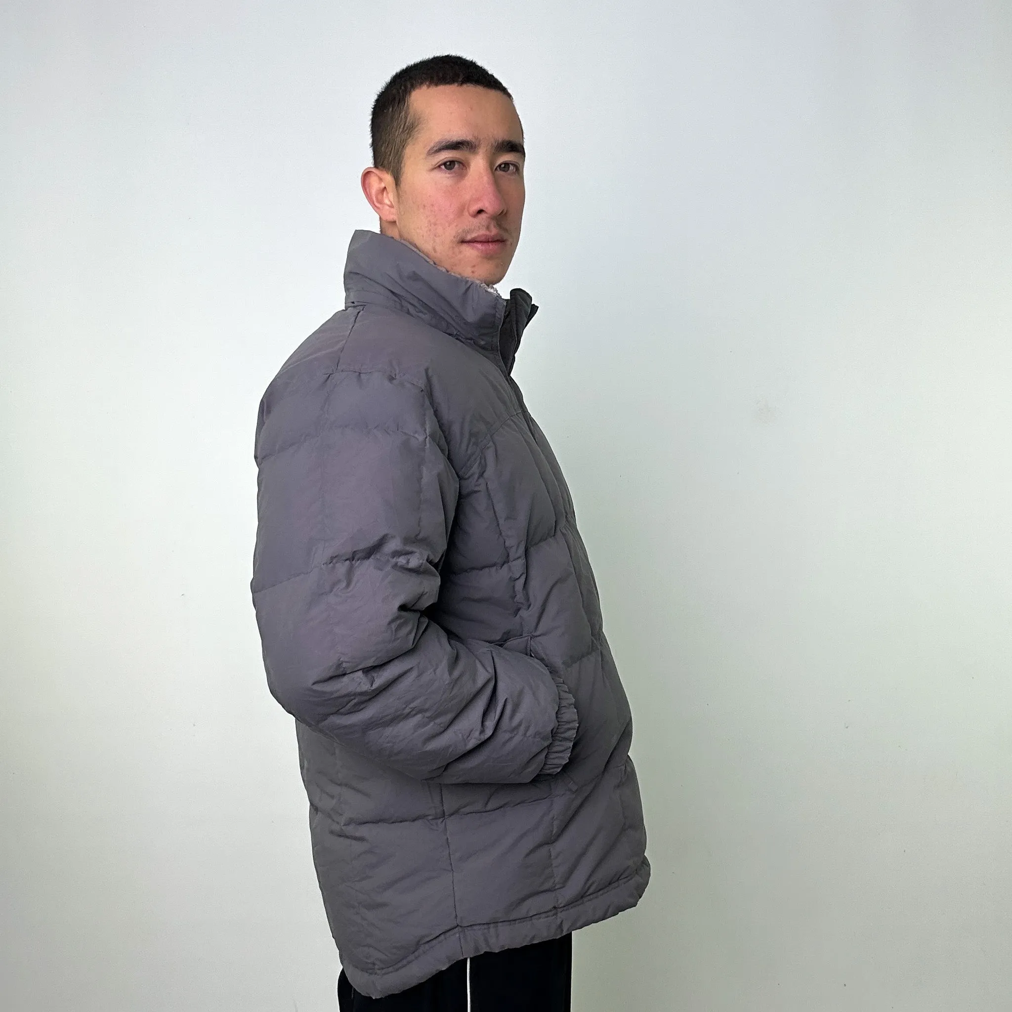 Light Grey y2ks NIKE Puffer Jacket Coat (L)