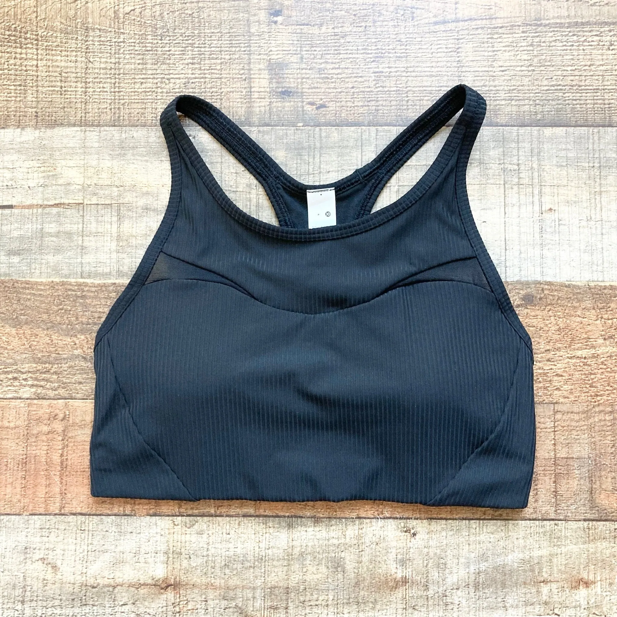 Lululemon Black Ribbed Mesh High Neck Bra NWT- Size 4