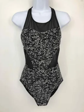 LULULEMON Black White Mesh Trim Size SMALL (S) Print Open Back Swimsuit