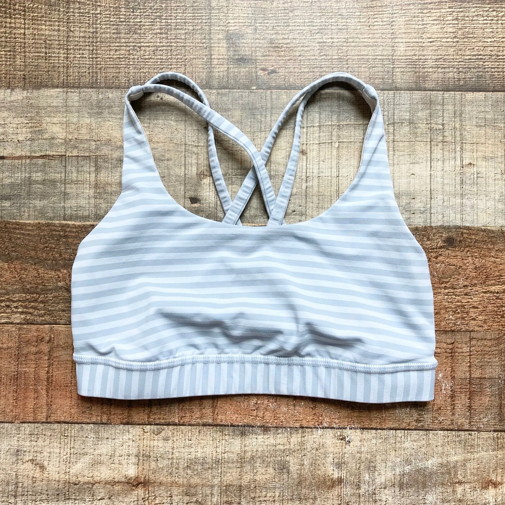 Lululemon Grey Striped Strappy Back Sports Bra- Size 4