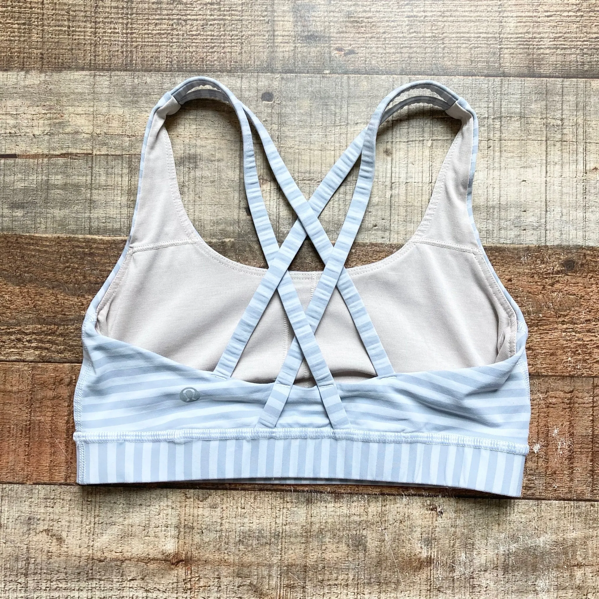 Lululemon Grey Striped Strappy Back Sports Bra- Size 4