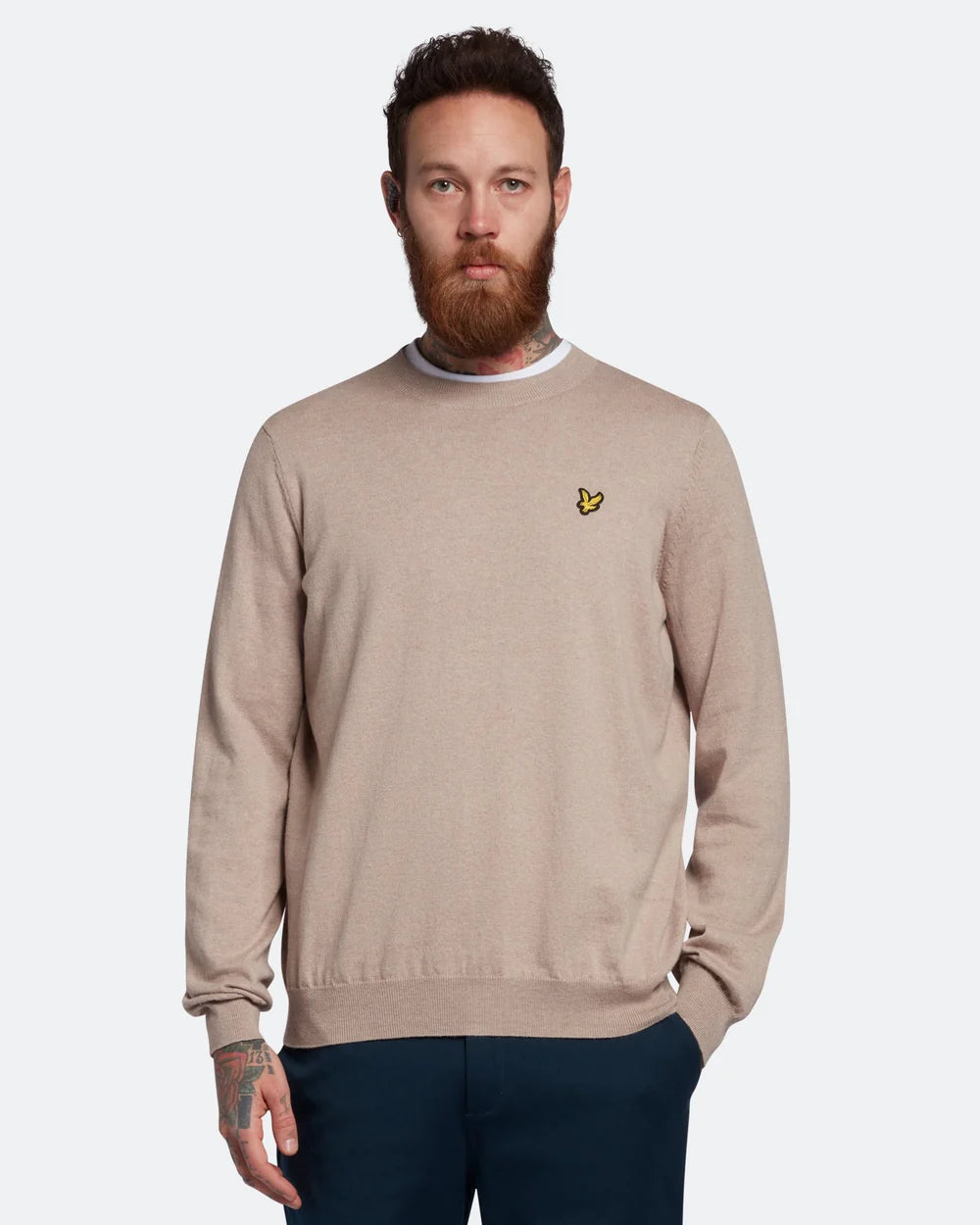 Lyle & Scott Golf Evolution Crew Knit Jumper - Warm Dust Marl