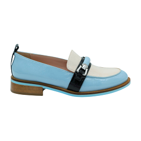 MARCO MOREO Blue Cream Patent Loafer F205