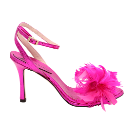 MARIAN Pink Leather  Heeled Sandal with Feather 58910