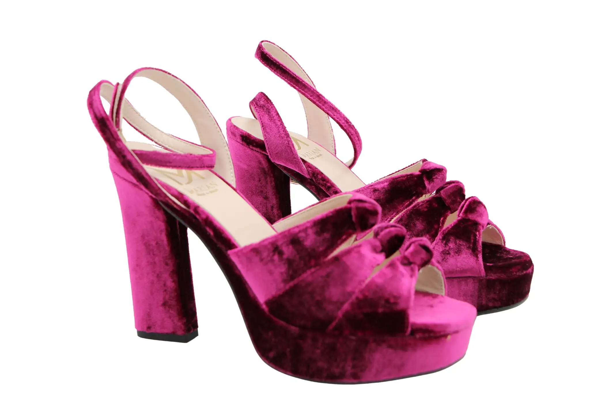 MARIAN Raspberry Crushed Velvet Platform Sandal 55805