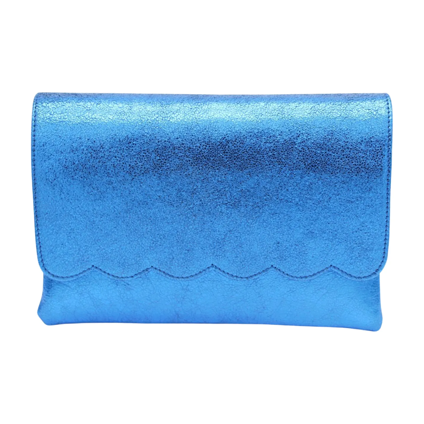 MARIAN Royal Blue Metallic Leather Clutch Bag