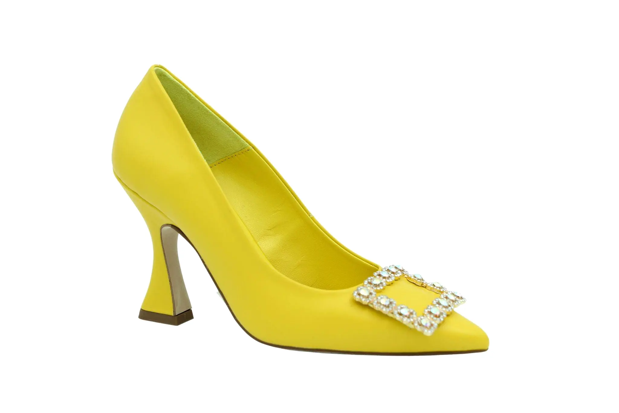 MARIAN Yellow Leather Embellished Court Shoes