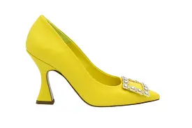 MARIAN Yellow Leather Embellished Court Shoes