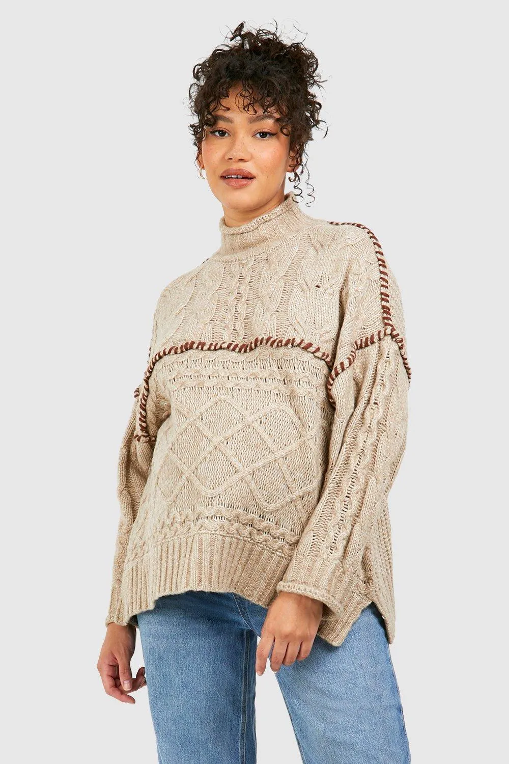 Maternity Premium Cable Knit Sweater