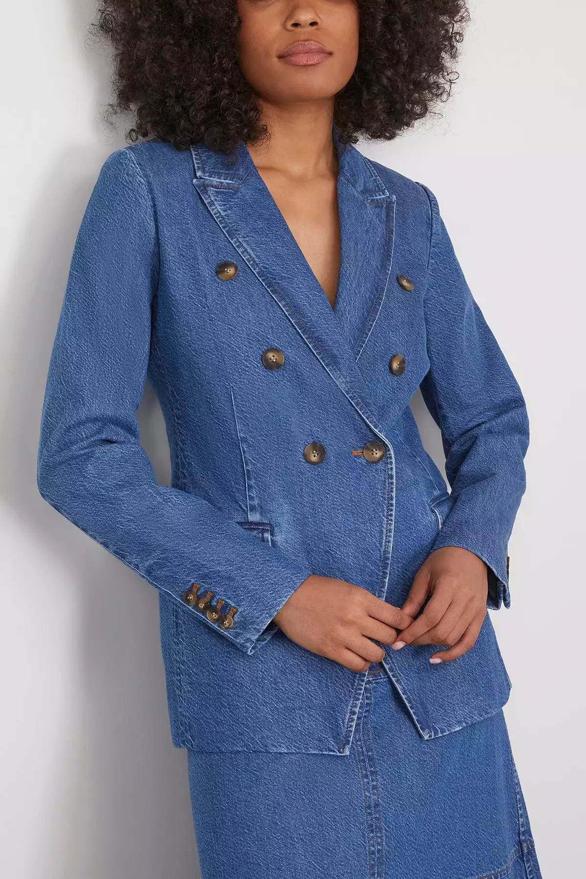 Michelle Denim Jacket in Medium Indigo Blue