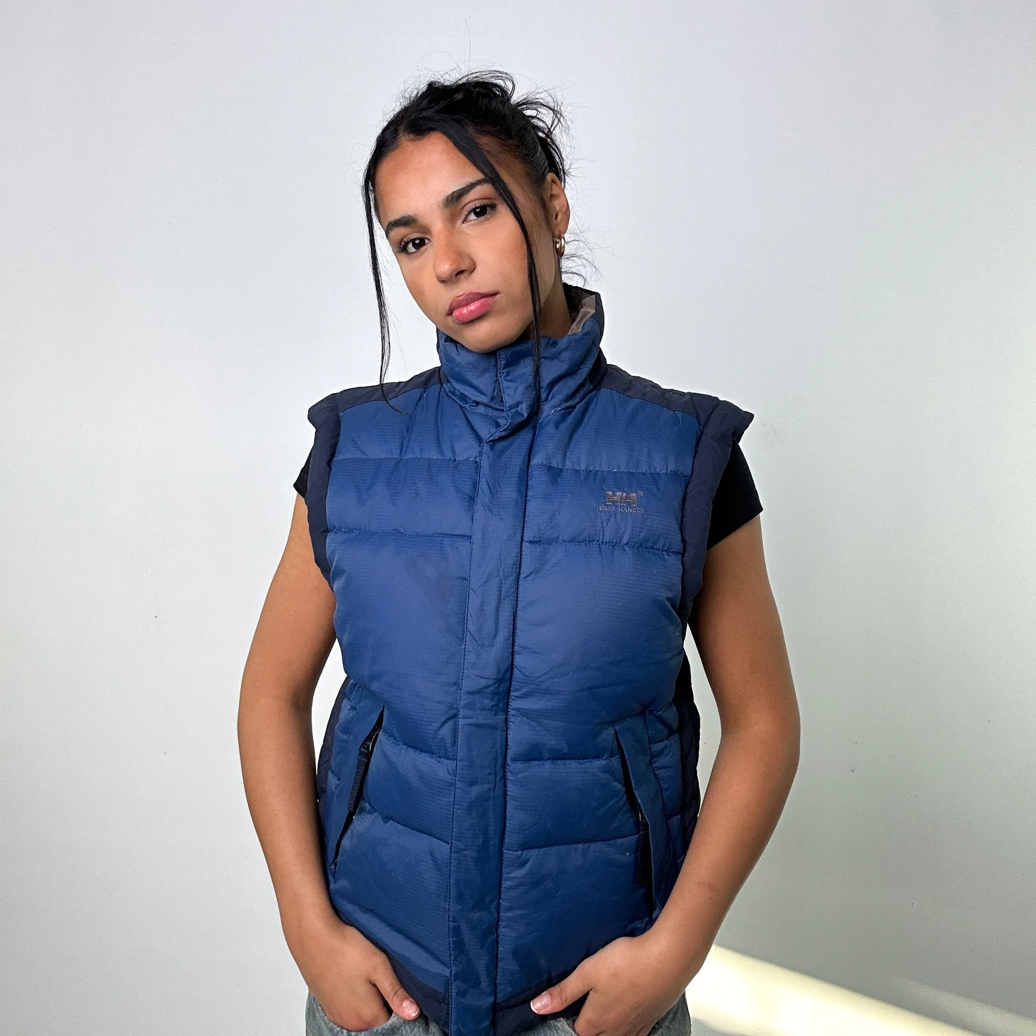 Navy Blue 90s Helly Hansen Puffer Jacket Coat Gilet (S)