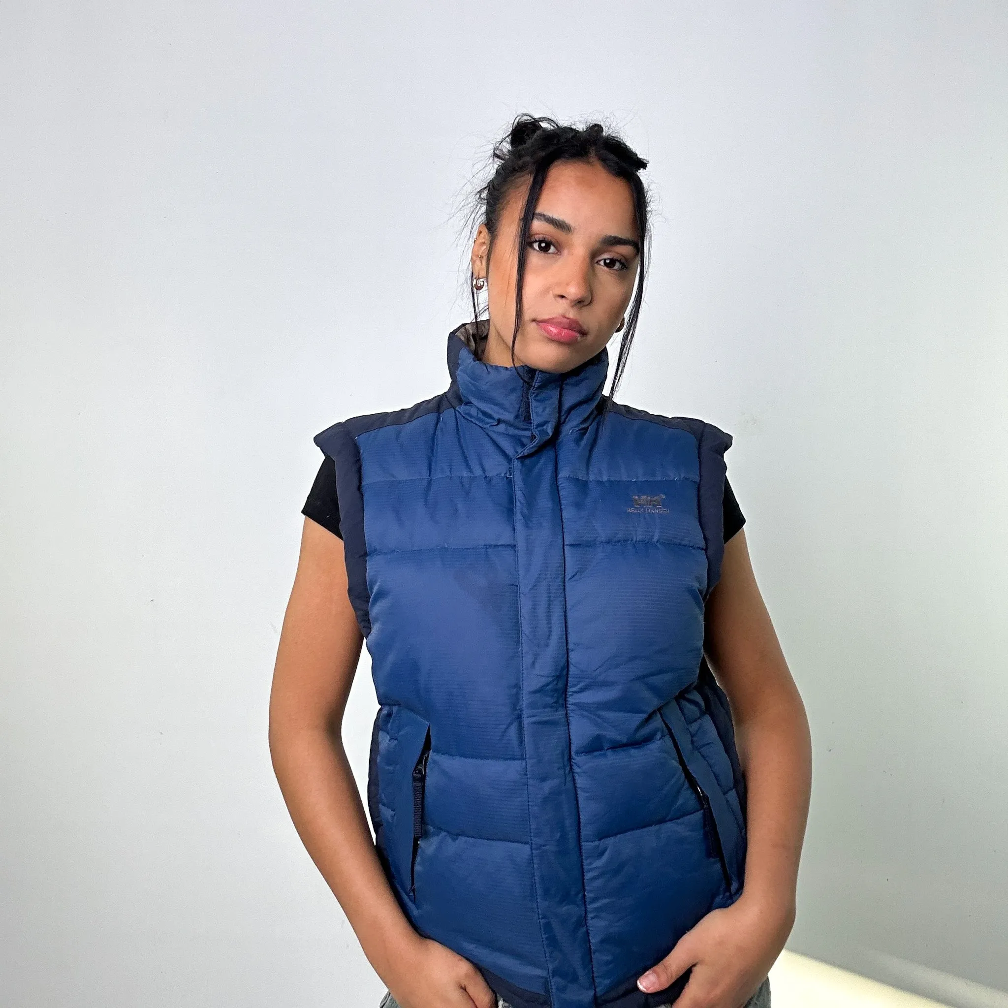 Navy Blue 90s Helly Hansen Puffer Jacket Coat Gilet (S)