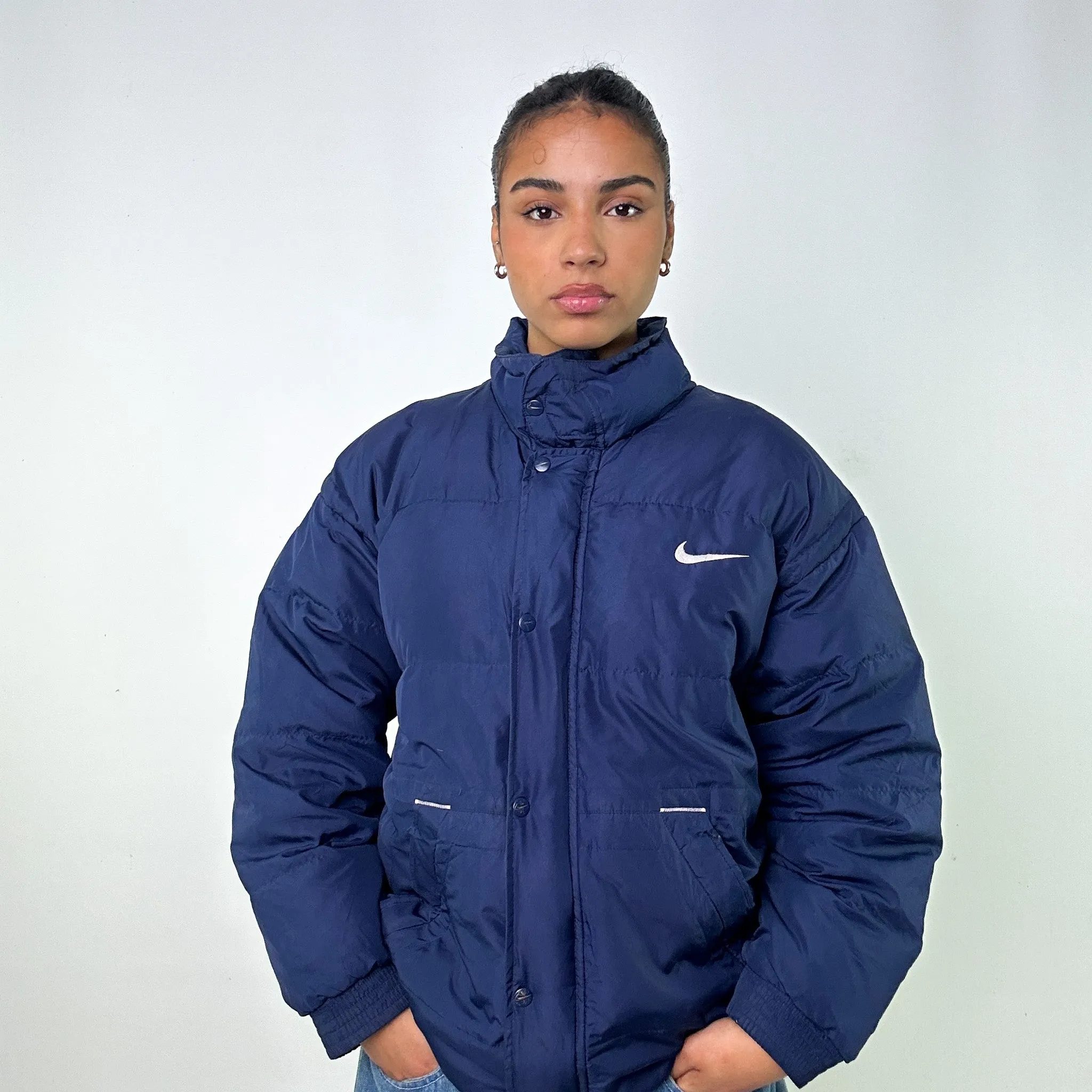 Navy Blue 90s NIKE Puffer Jacket Coat (L)