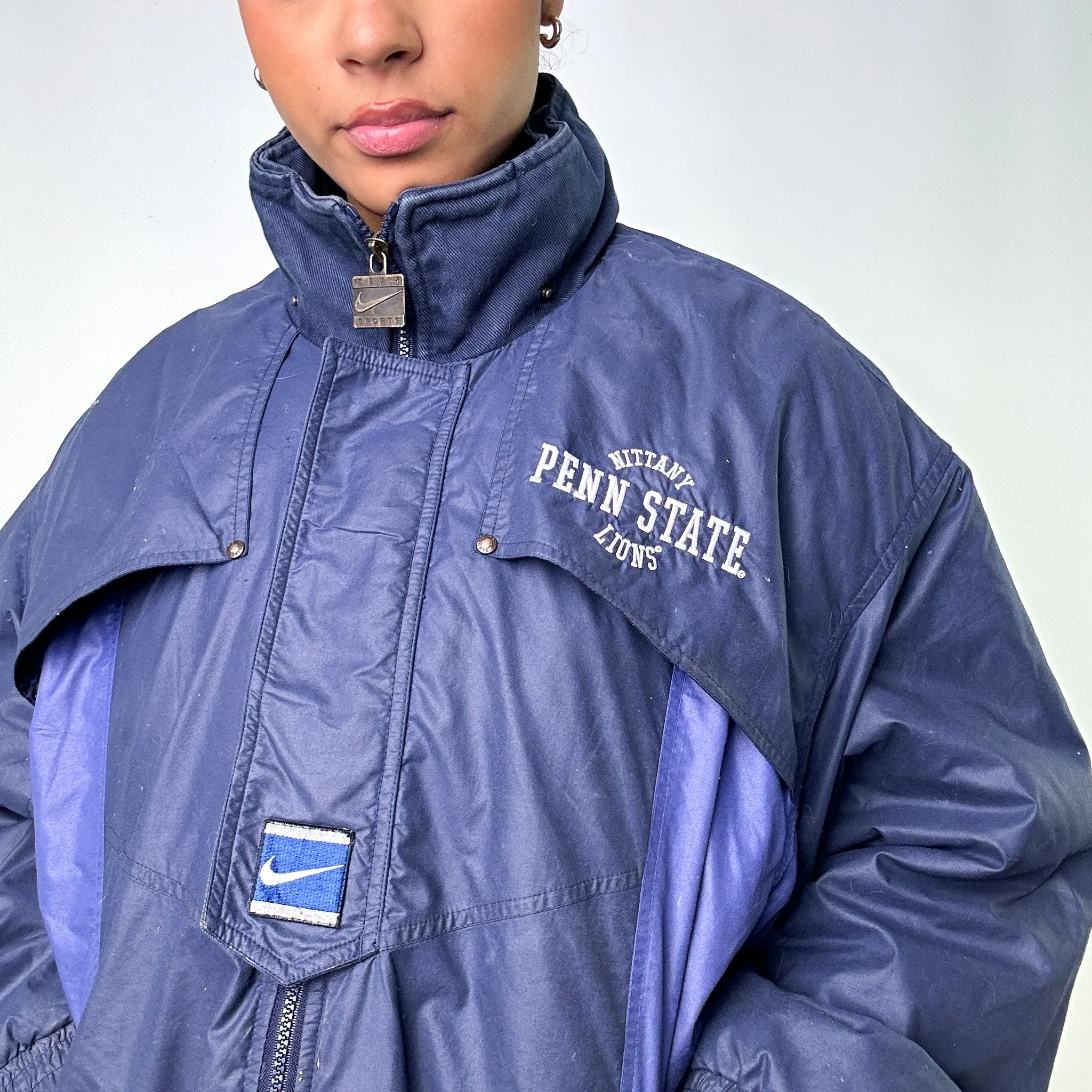 Navy Blue 90s NIKE Team Puffer Jacket Coat (L)