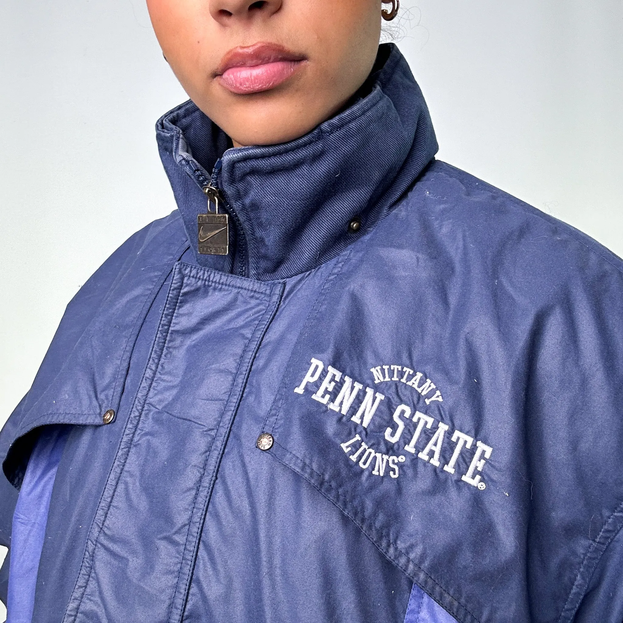 Navy Blue 90s NIKE Team Puffer Jacket Coat (L)