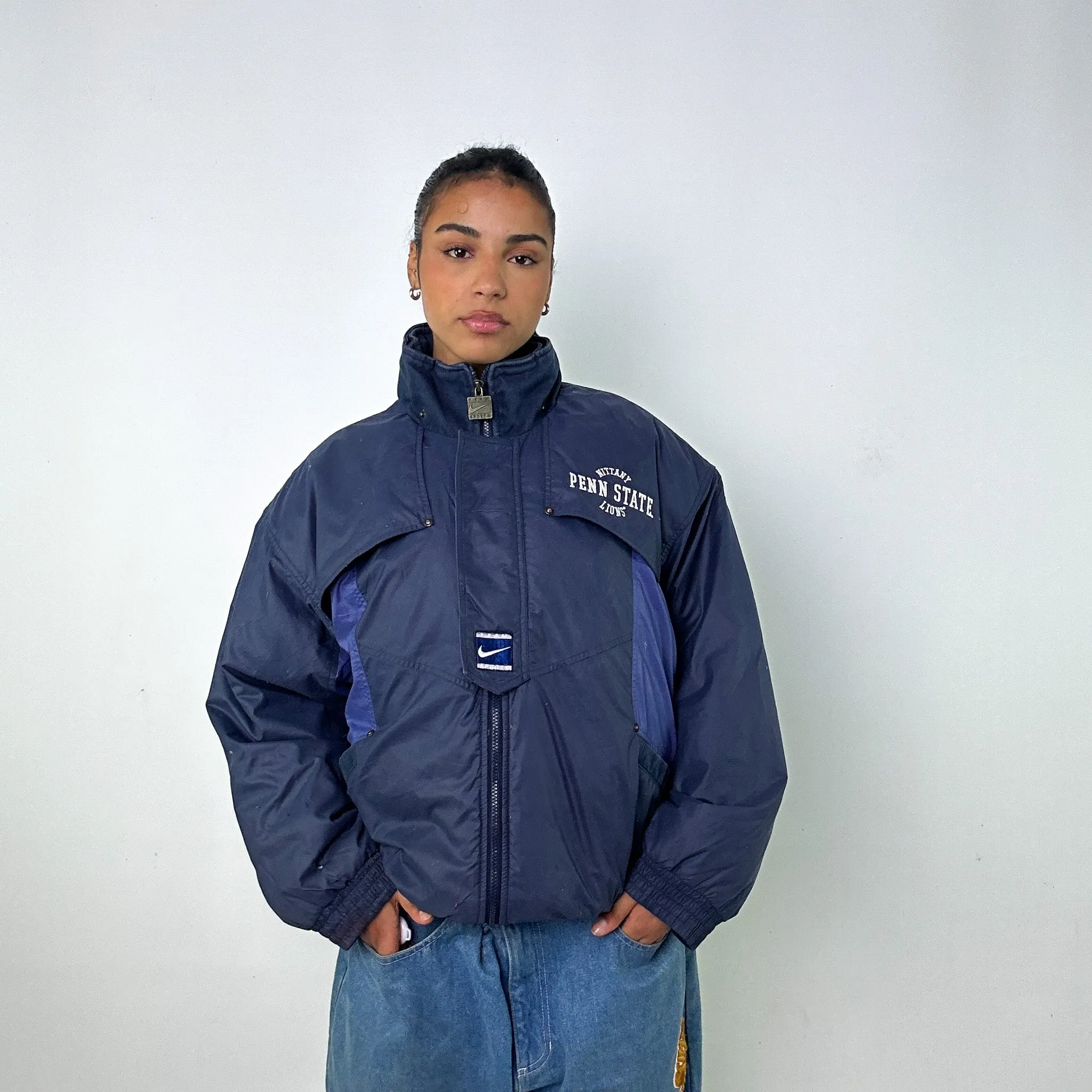 Navy Blue 90s NIKE Team Puffer Jacket Coat (L)