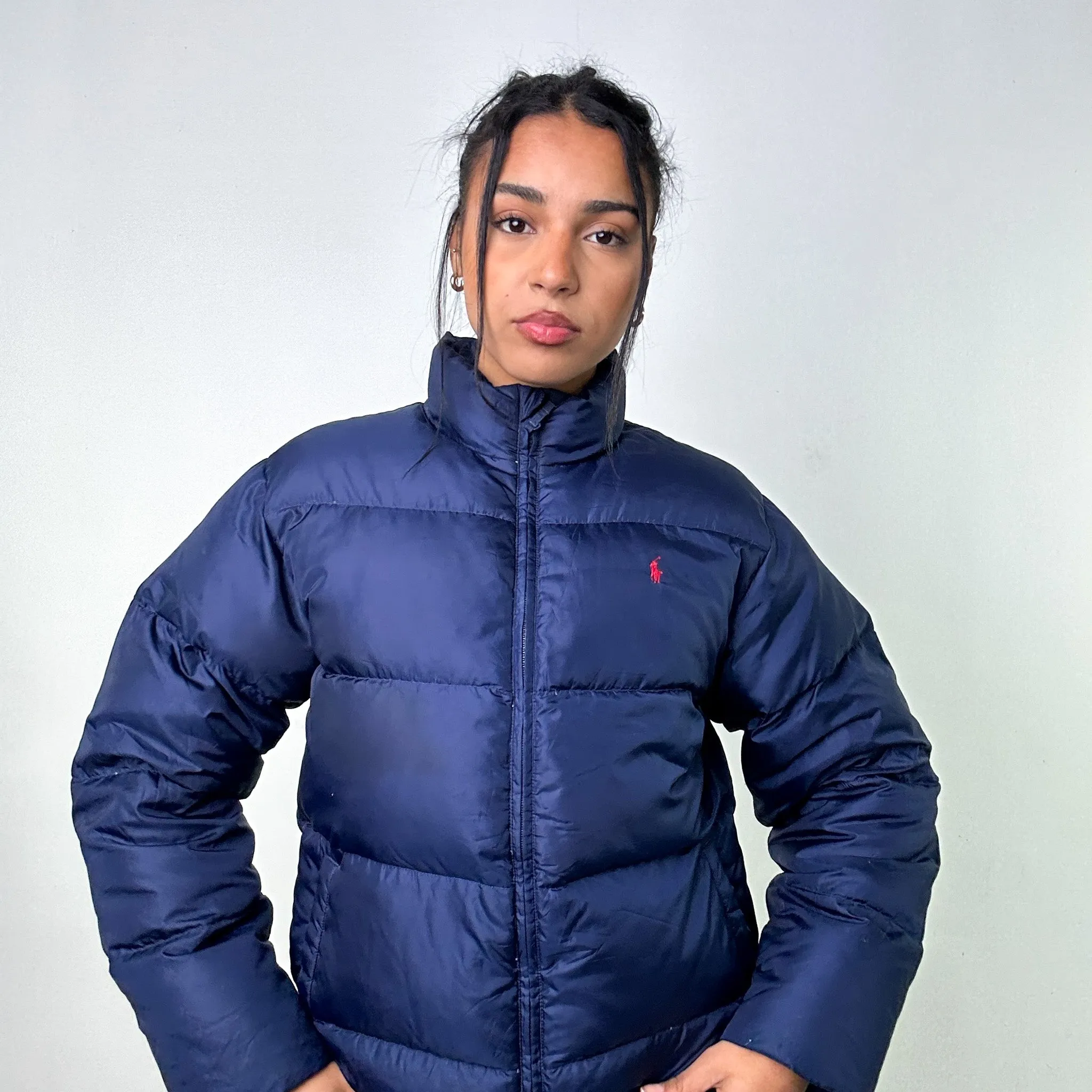 Navy Blue 90s Polo Ralph Lauren Puffer Jacket Coat (M)