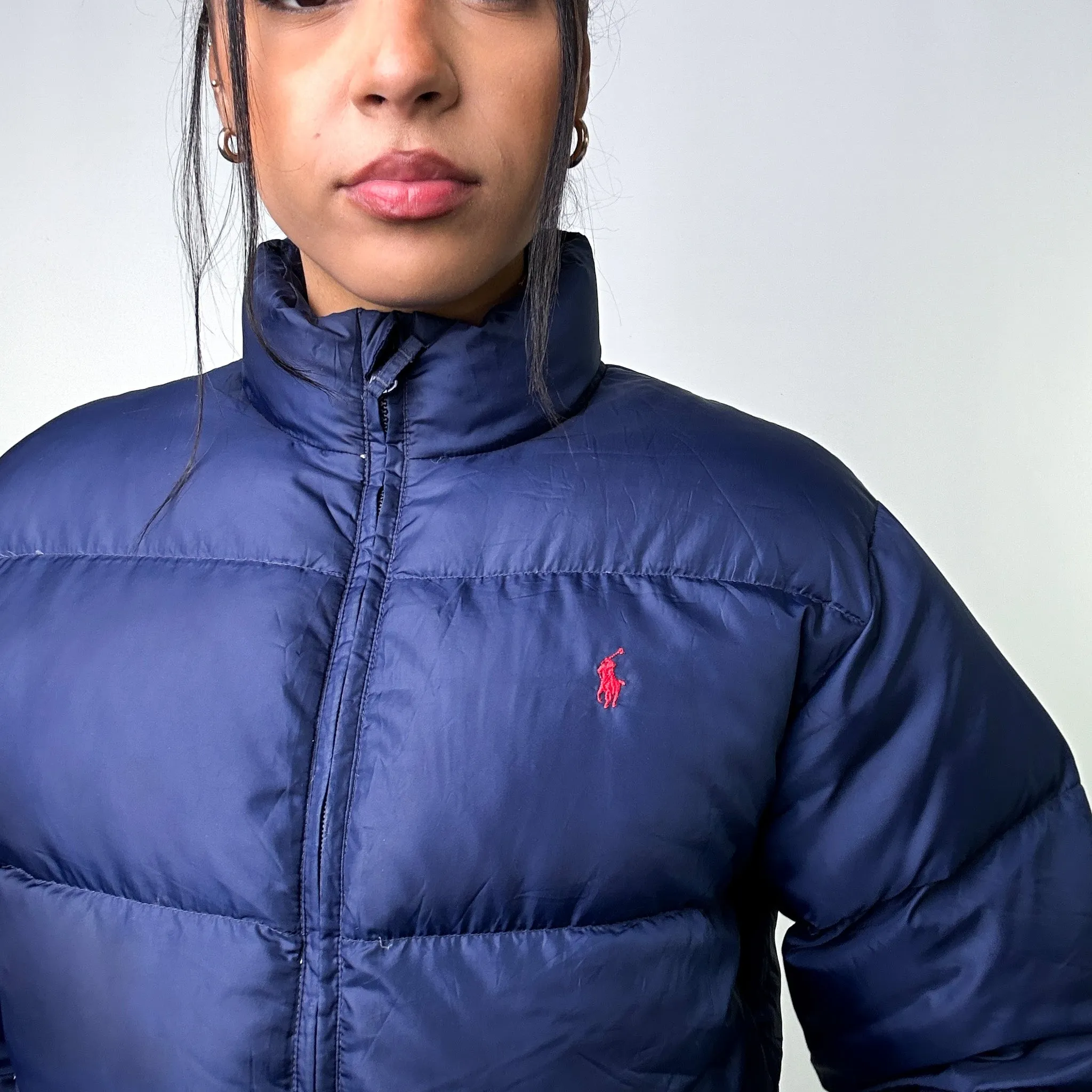 Navy Blue 90s Polo Ralph Lauren Puffer Jacket Coat (M)