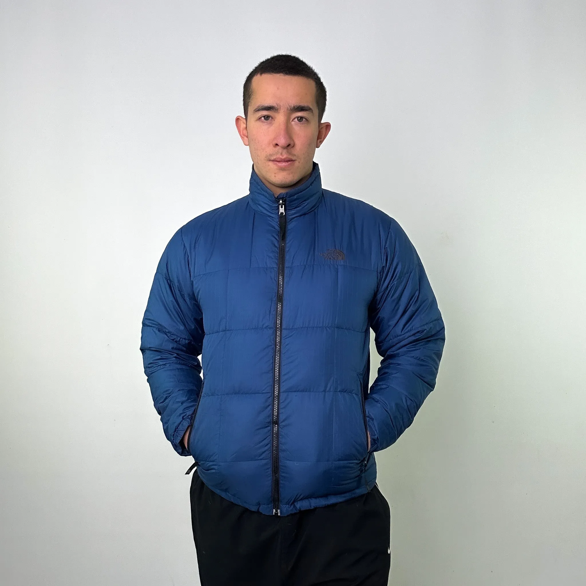 Navy Blue 90s The North Face Light Puffer Jacket Coat (M)