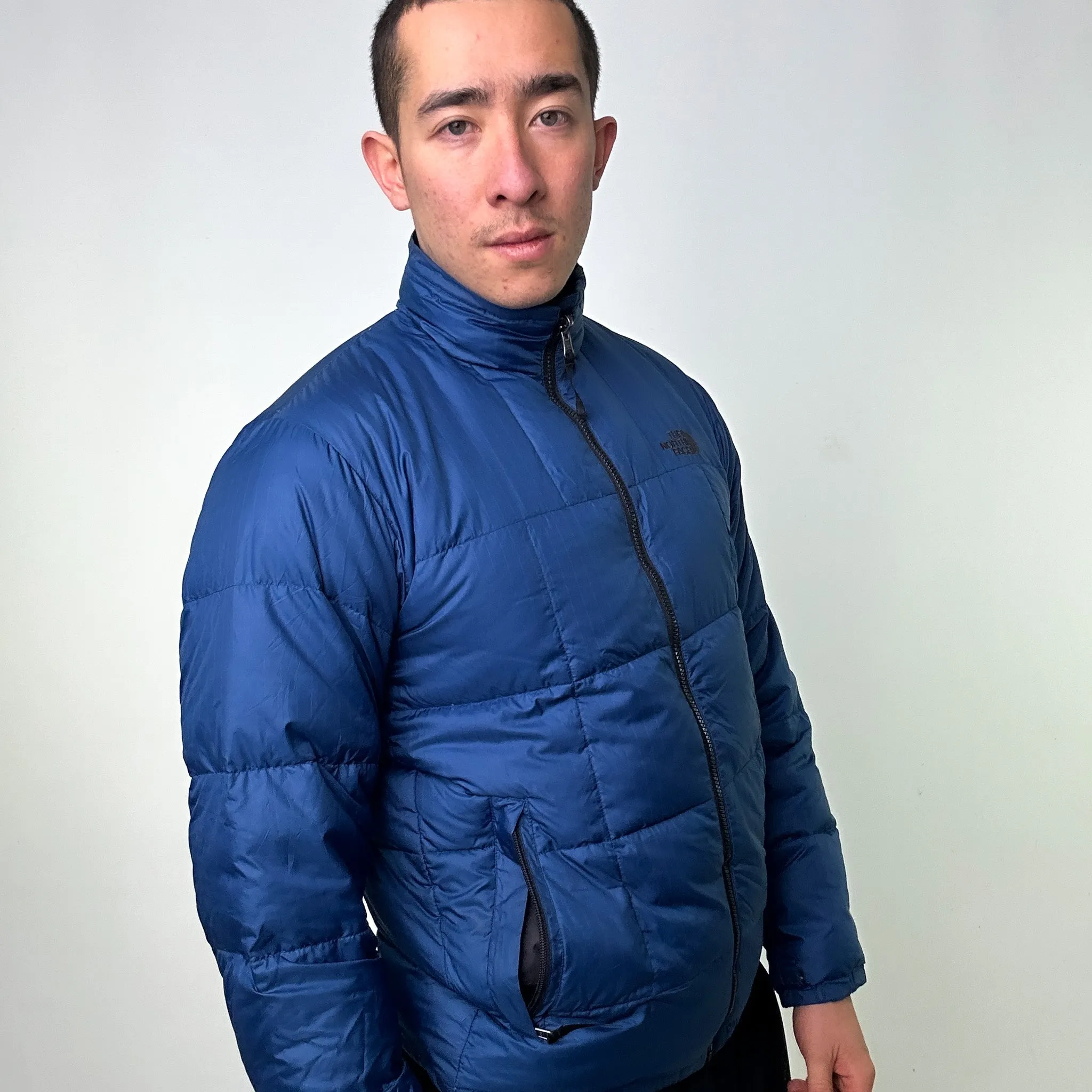 Navy Blue 90s The North Face Light Puffer Jacket Coat (M)