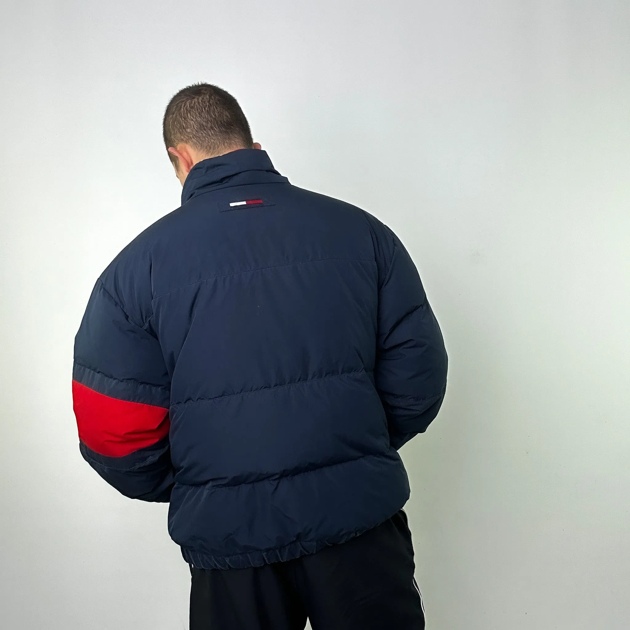 Navy Blue 90s Tommy Hilfiger Puffer Jacket Coat (XL)