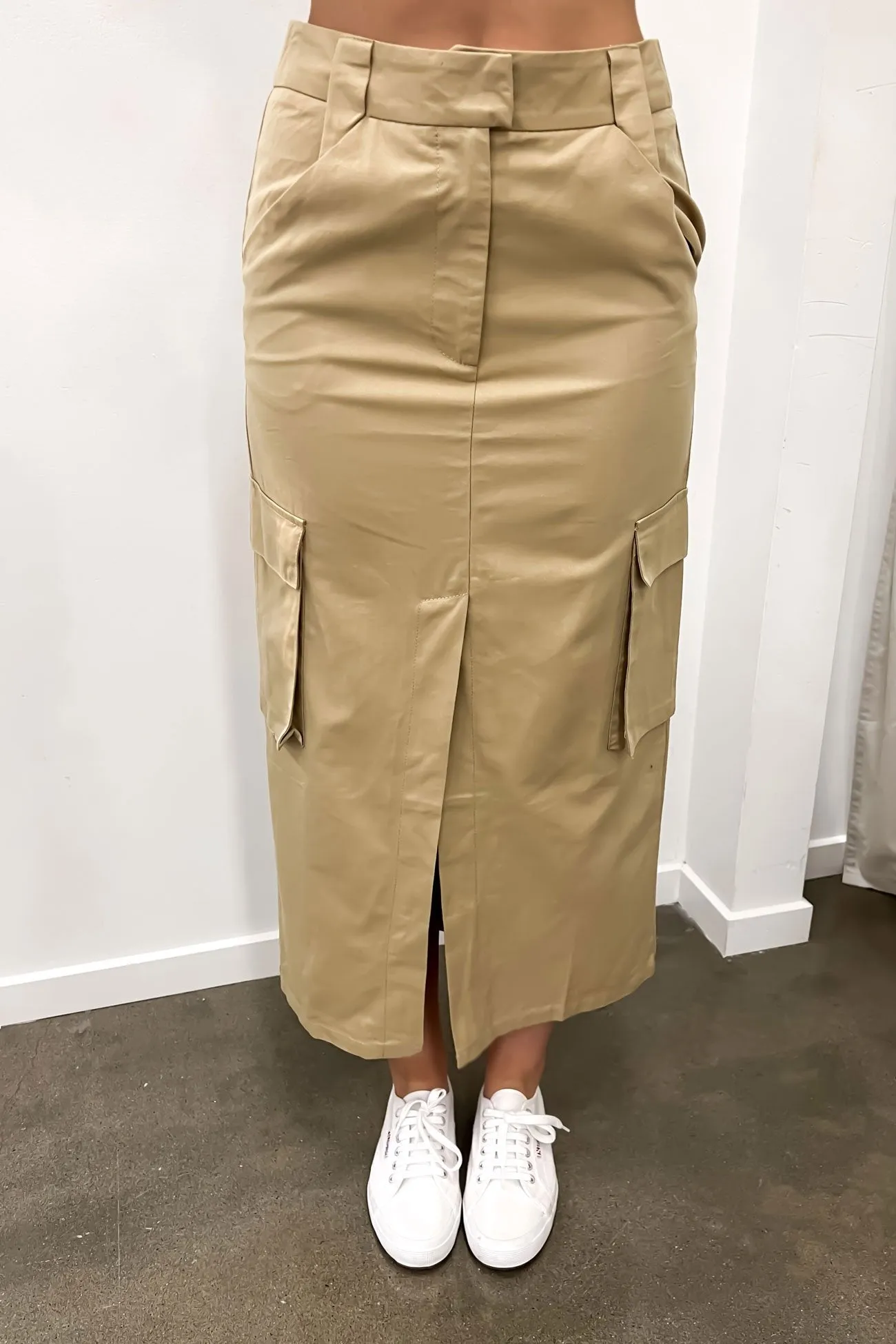 Nikita Cargo Midi Skirt Latte