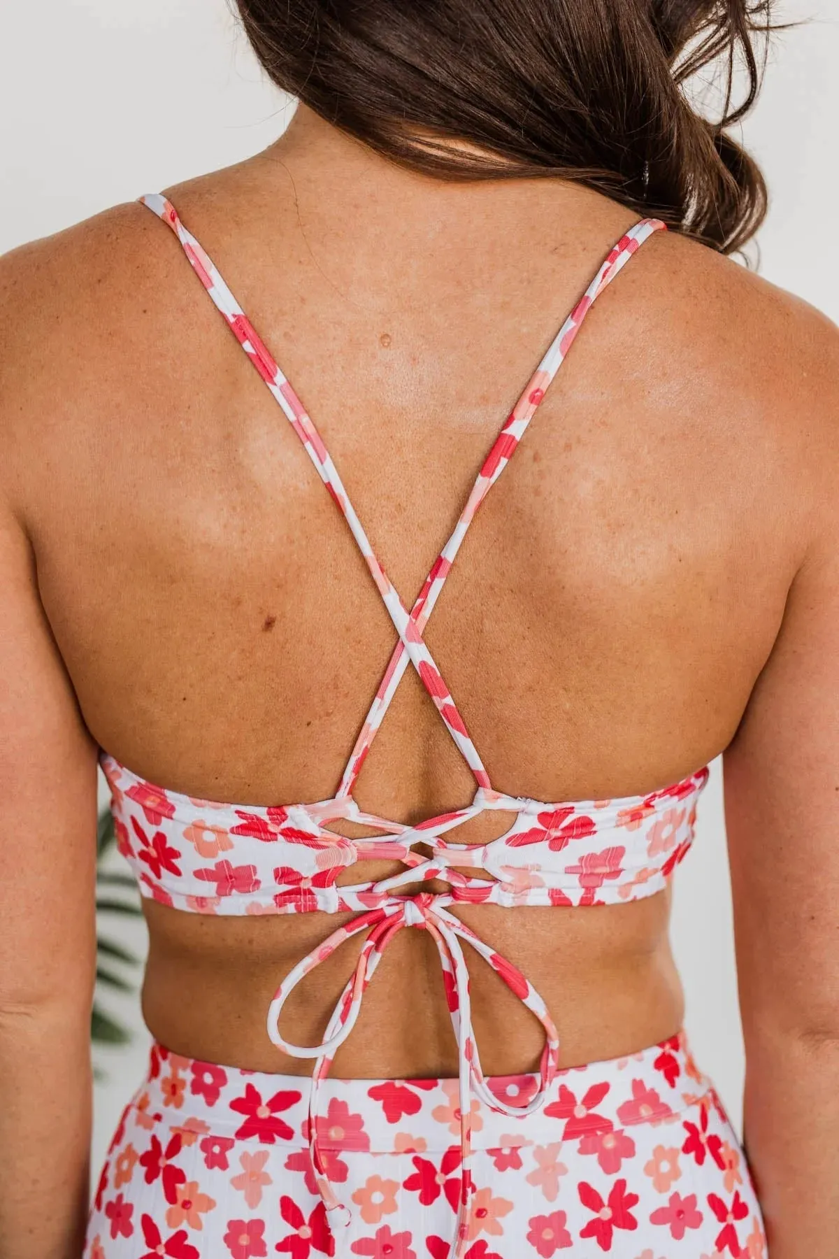 Off To The Ocean Triangle Bikini Top in Peach & Coral